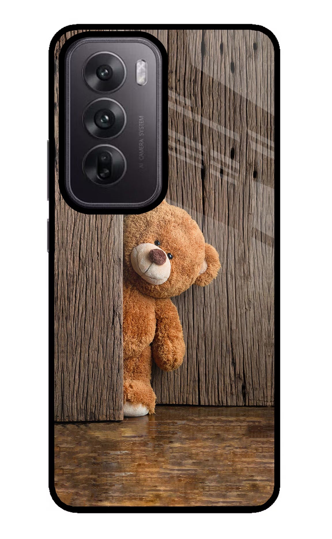 Teddy Wooden Oppo Reno12 5G Glass Case - Teddy Wooden Oppo Reno12 5G Glass Case Teddy Wooden Oppo Reno12 5G Glass Case