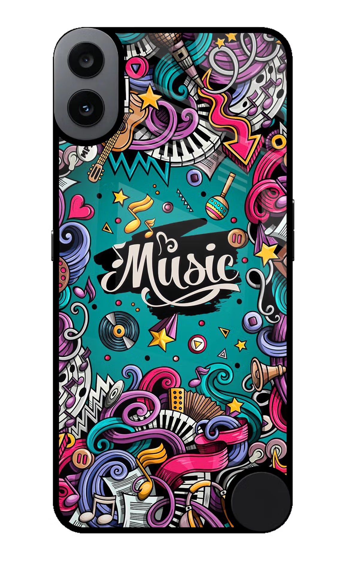 Music Graffiti CMF by Nothing Phone 1 Glass Case - Music Graffiti CMF by Nothing Phone 1 Glass Case Music Graffiti CMF by Nothing Phone 1 Glass Case