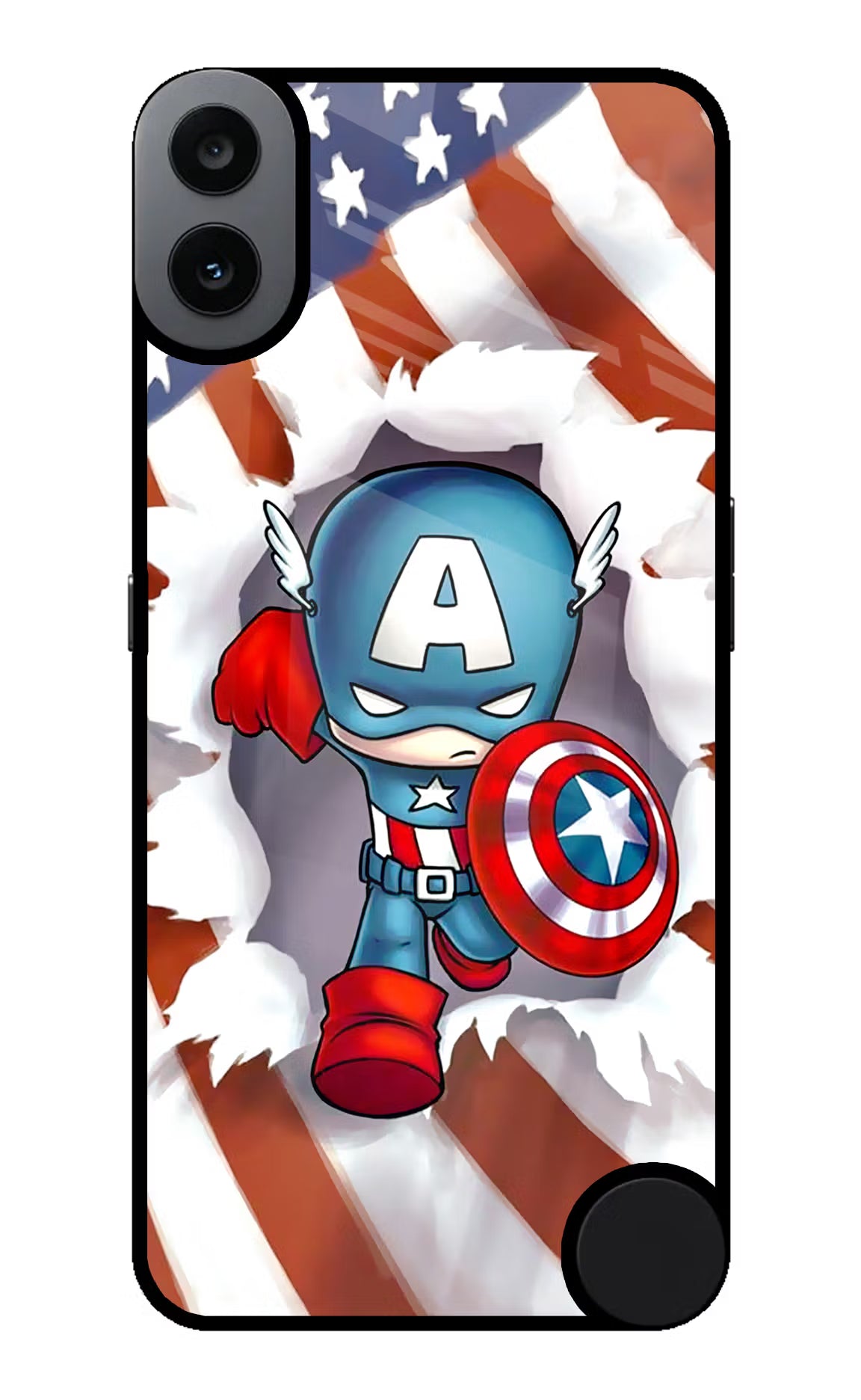 Captain America CMF by Nothing Phone 1 Back Cover - Captain America CMF by Nothing Phone 1 Glass Case Back Cover by Casekaro Captain America CMF by Nothing Phone 1 Glass Case Back Cover by Casekaro