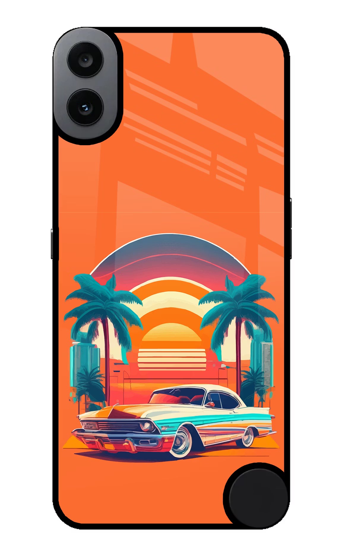 Palm Drive 80s CMF by Nothing Phone 1 Back Cover - Palm Drive 80s CMF by Nothing Phone 1 Glass Case Back Cover by Casekaro Palm Drive 80s CMF by Nothing Phone 1 Glass Case Back Cover by Casekaro