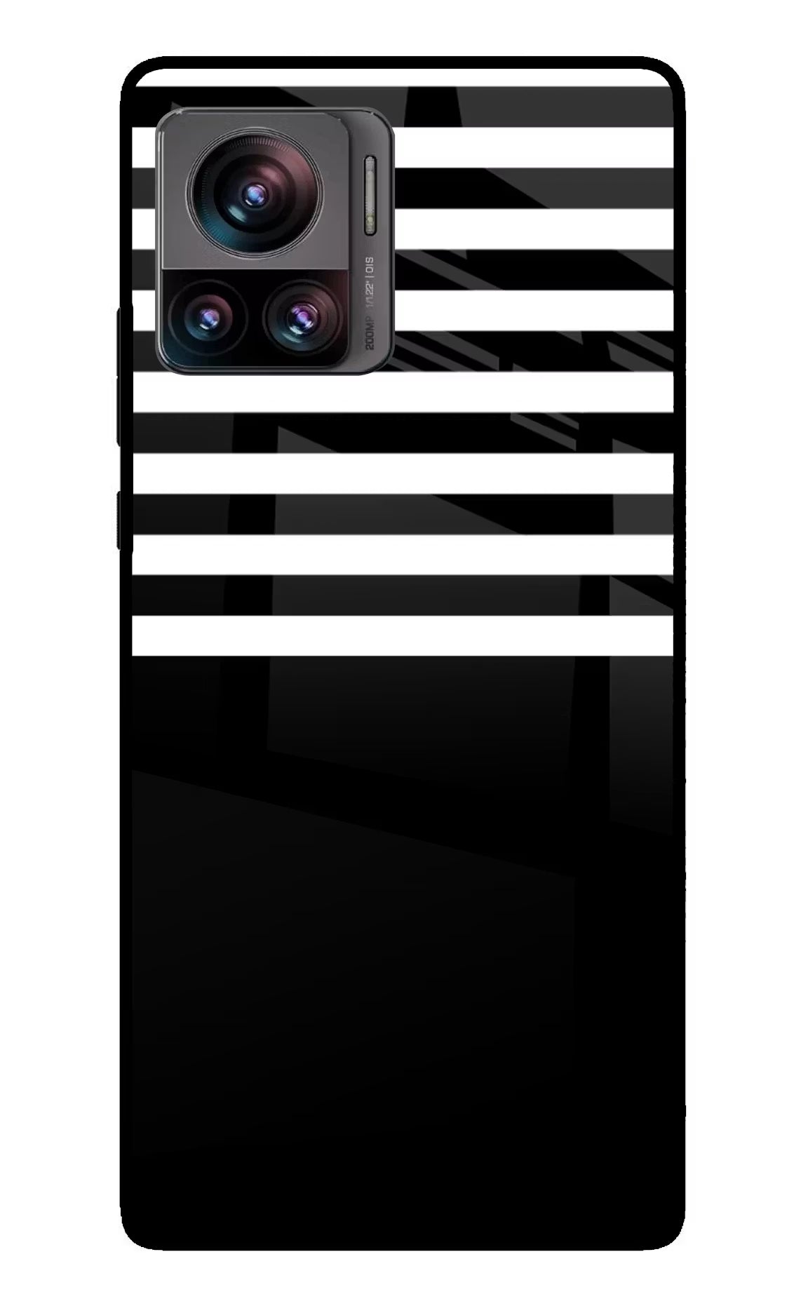 Black and White Print Moto Edge 30 Ultra Glass Case Back Cover by Casekaro