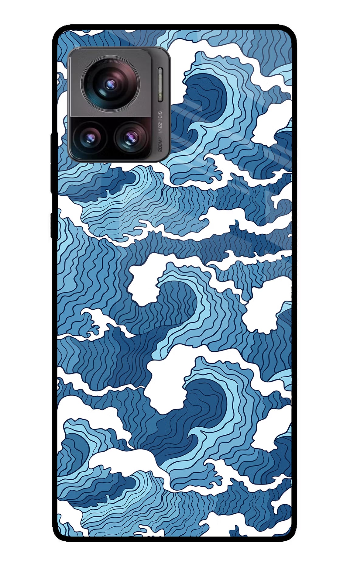 Blue Waves Moto Edge 30 Ultra Glass Case Back Cover by Casekaro