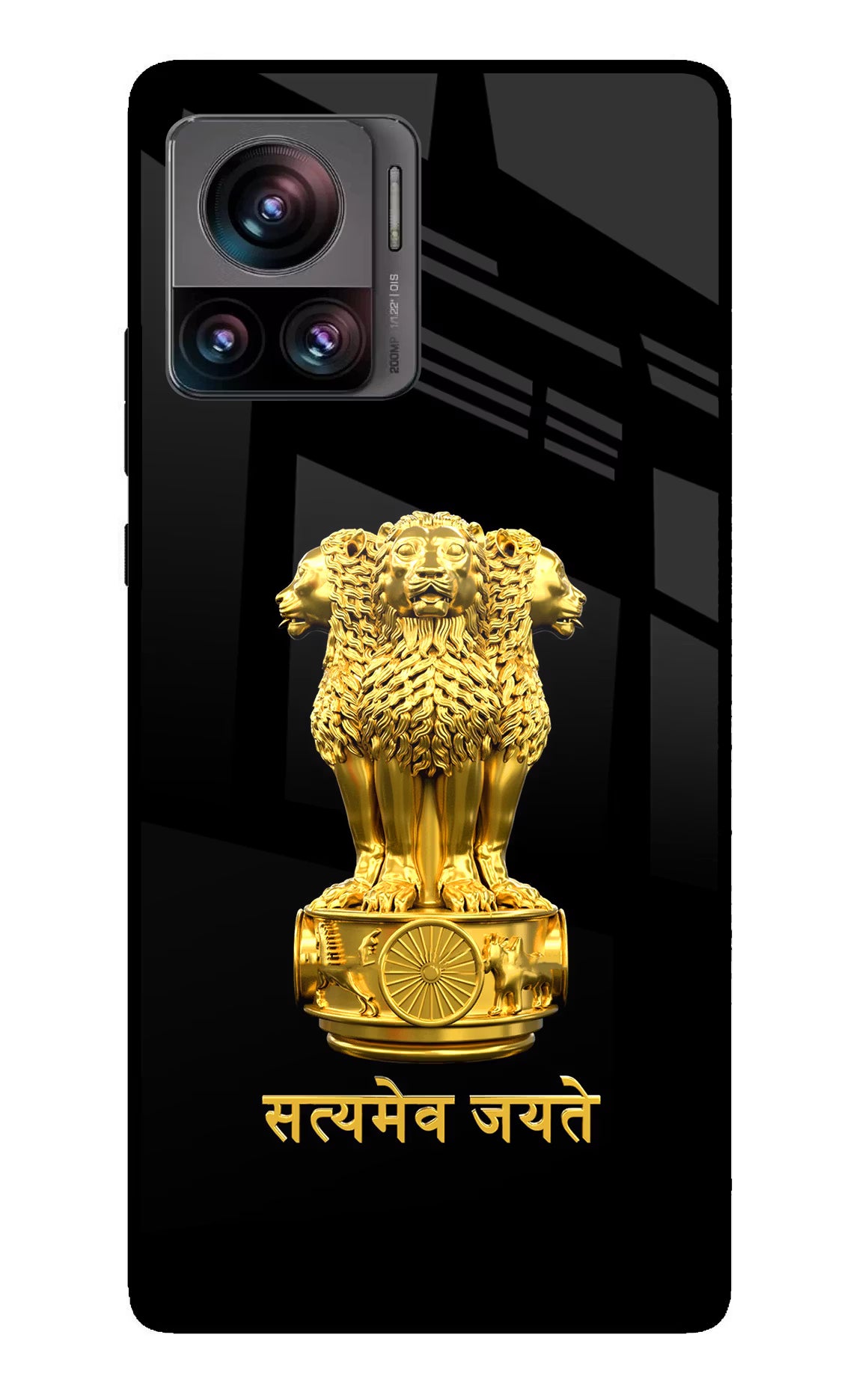 Satyamev Jayate Golden Moto Edge 30 Ultra Glass Case Back Cover by Casekaro
