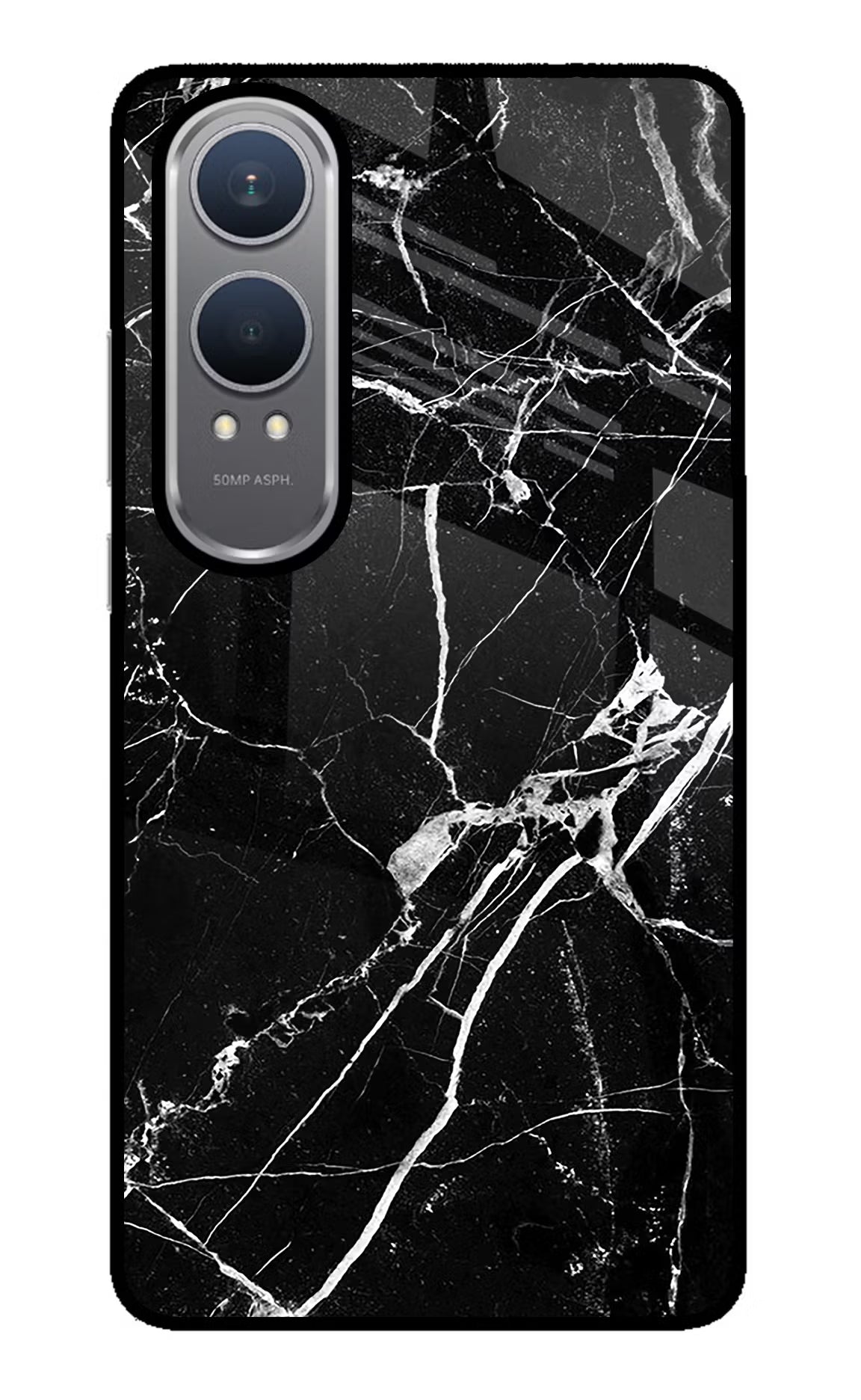 Black Marble Pattern OnePlus Nord CE4 Lite Glass Case Back Cover by Casekaro
