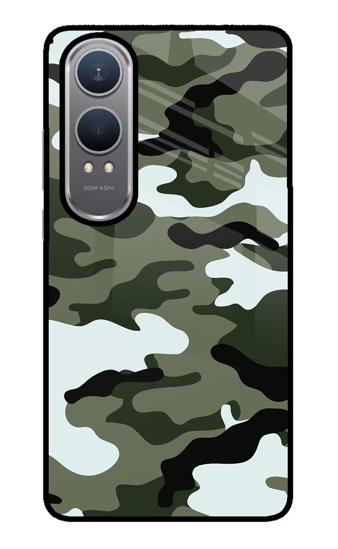 Camouflage OnePlus Nord CE4 Lite Back Cover - Camouflage OnePlus Nord CE4 Lite Glass Case Back Cover by Casekaro Camouflage OnePlus Nord CE4 Lite Glass Case Back Cover by Casekaro