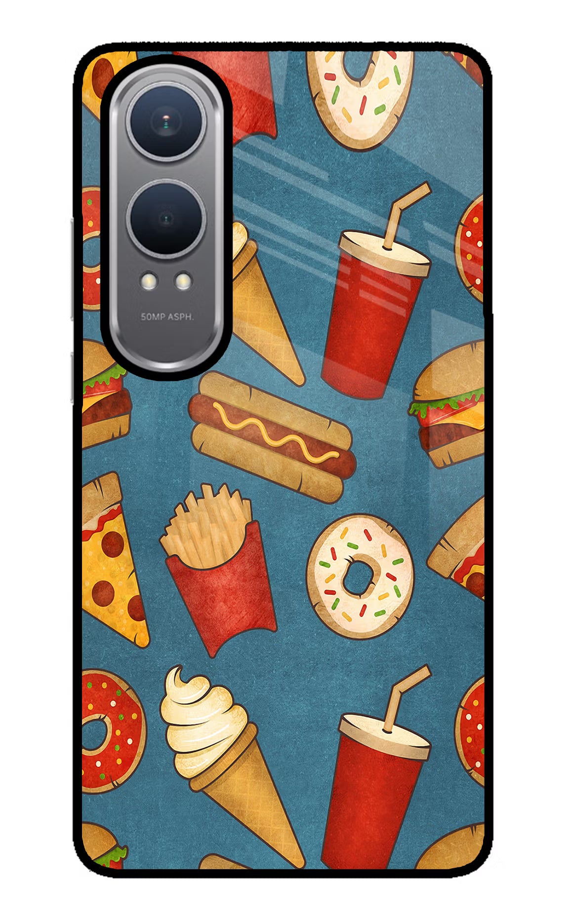 Foodie OnePlus Nord CE4 Lite Glass Case Back Cover by Casekaro
