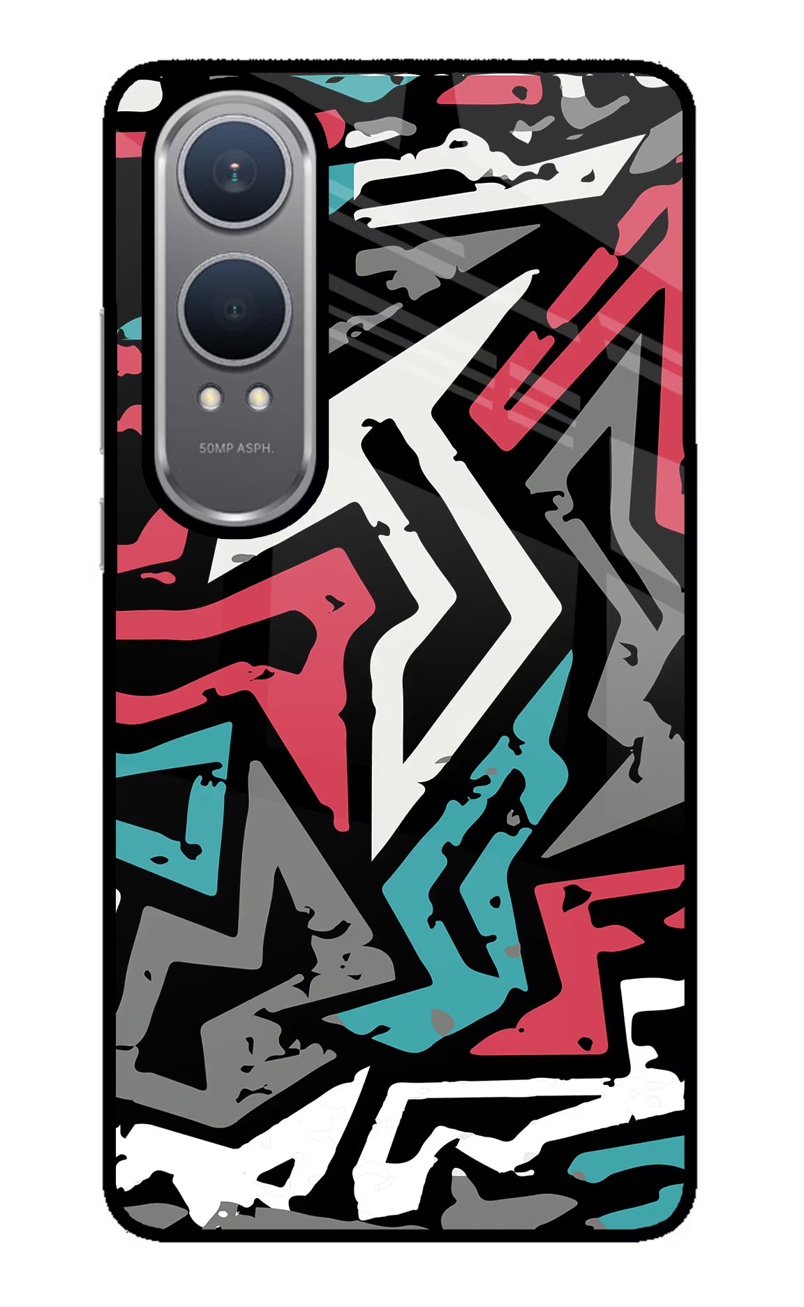 Geometric Graffiti OnePlus Nord CE4 Lite Back Cover - Geometric Graffiti OnePlus Nord CE4 Lite Glass Case Back Cover by Casekaro Geometric Graffiti OnePlus Nord CE4 Lite Glass Case Back Cover by Casekaro