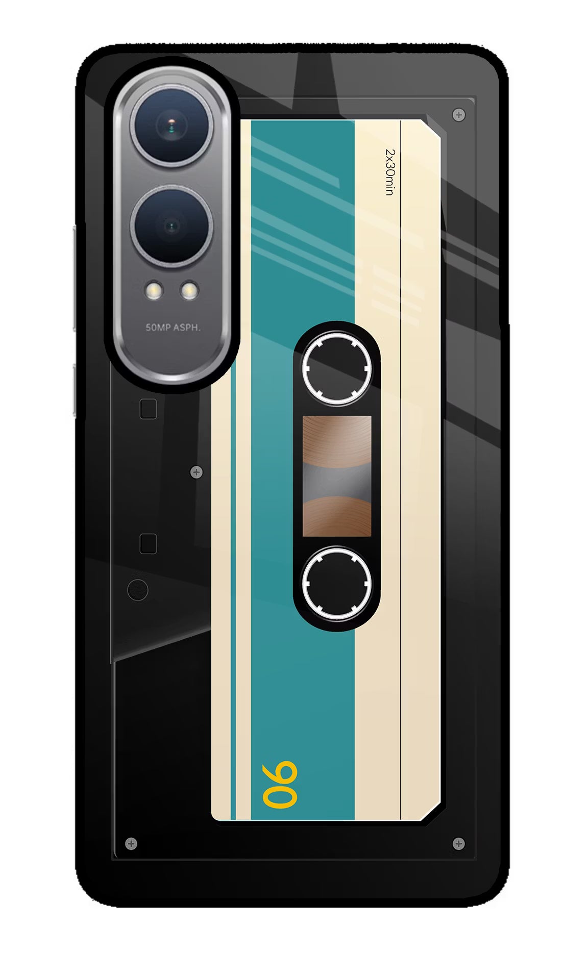 Cassette OnePlus Nord CE4 Lite Back Cover - Cassette OnePlus Nord CE4 Lite Glass Case Back Cover by Casekaro Cassette OnePlus Nord CE4 Lite Glass Case Back Cover by Casekaro