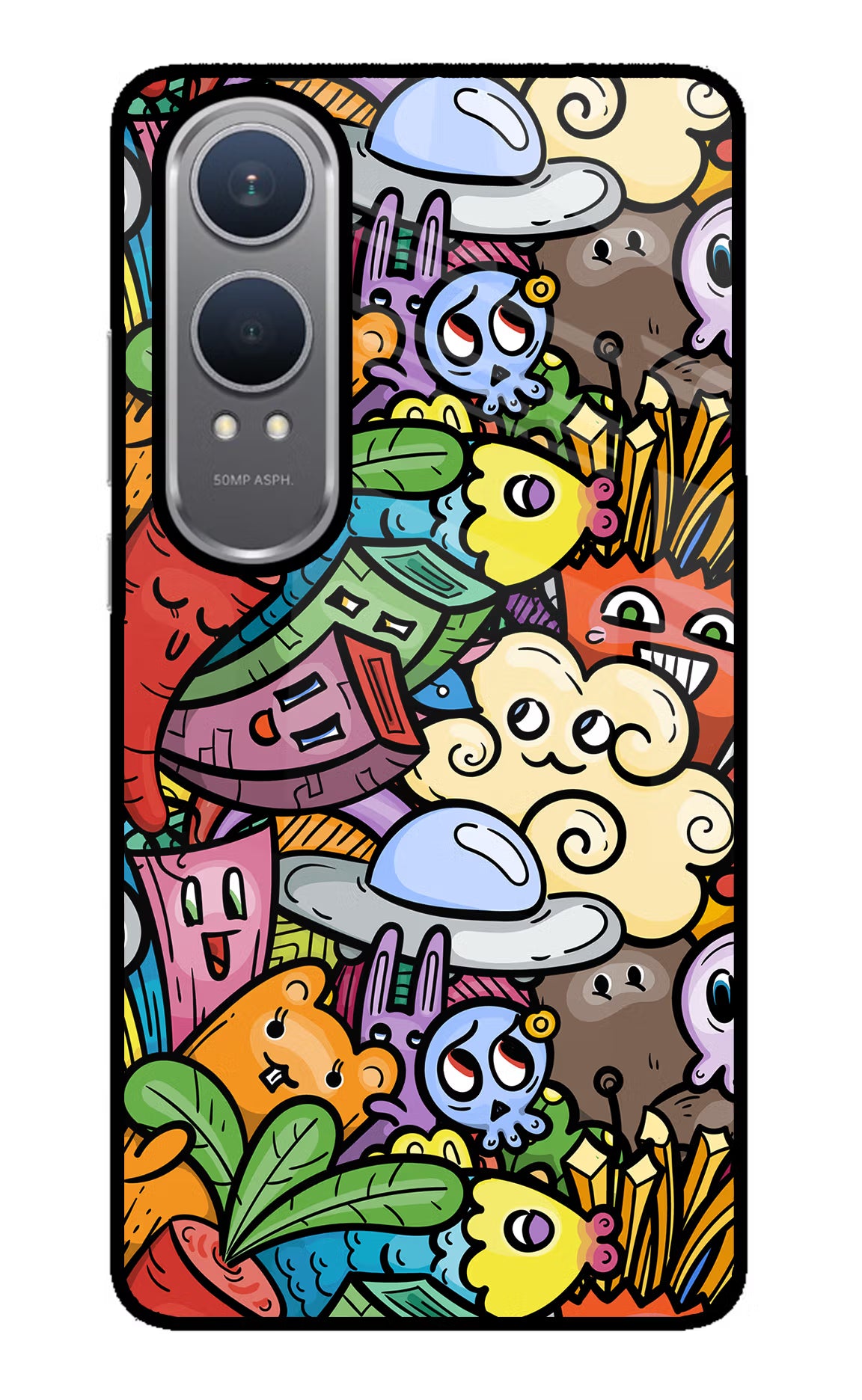 Veggie Doodle OnePlus Nord CE4 Lite Back Cover - Veggie Doodle OnePlus Nord CE4 Lite Glass Case Back Cover by Casekaro Veggie Doodle OnePlus Nord CE4 Lite Glass Case Back Cover by Casekaro