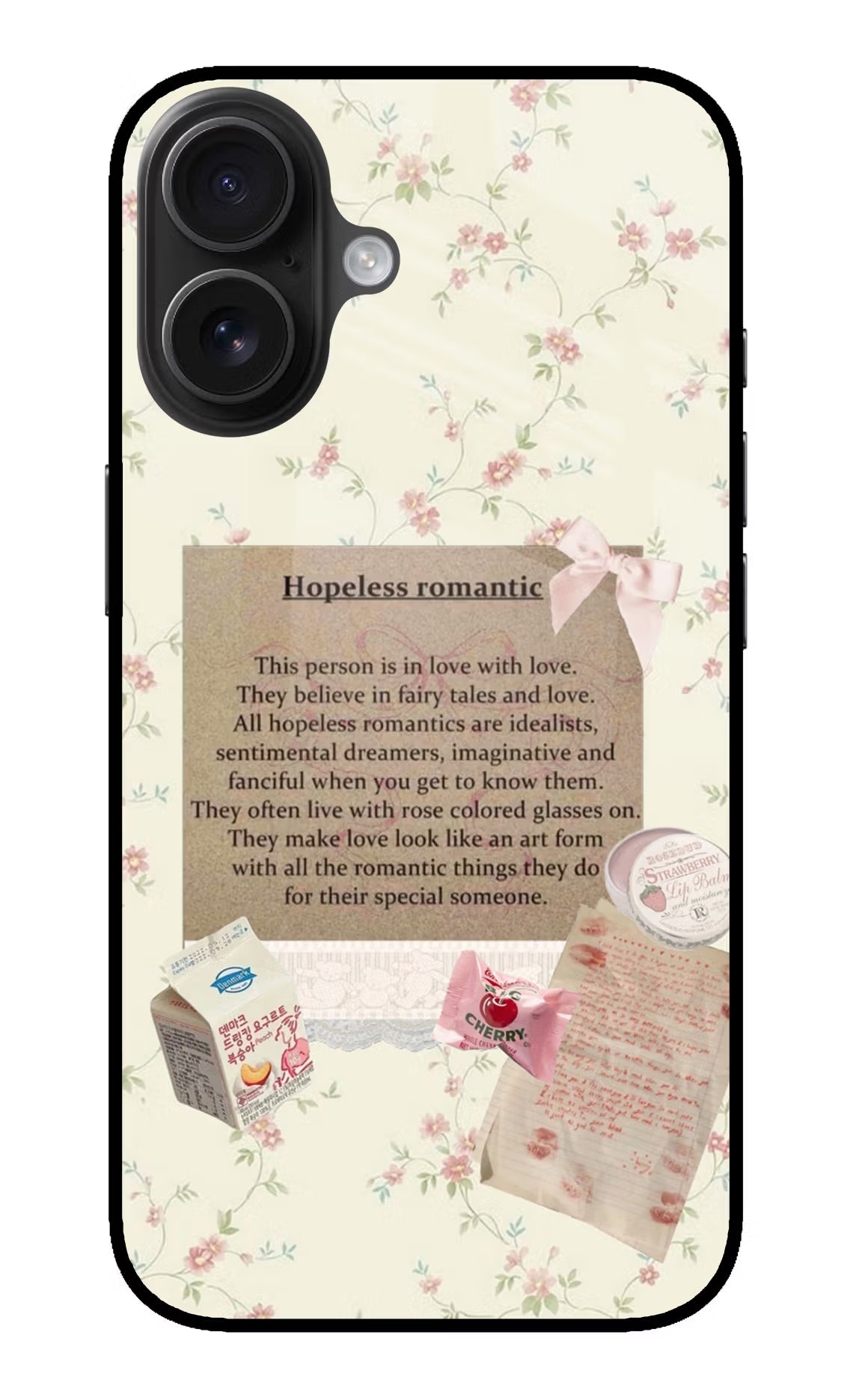 Hopeless Romantic iPhone 16 Glass Case - Hopeless Romantic iPhone 16 Glass Case Hopeless Romantic iPhone 16 Glass Case