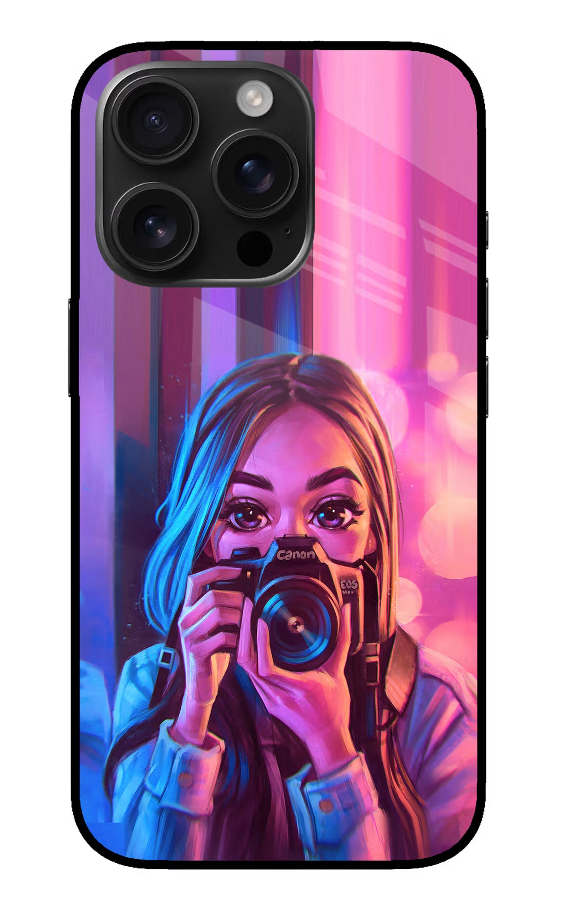 Girl Photographer iPhone 16 Pro Glass Case - Girl Photographer iPhone 16 Pro Glass Case Girl Photographer iPhone 16 Pro Glass Case