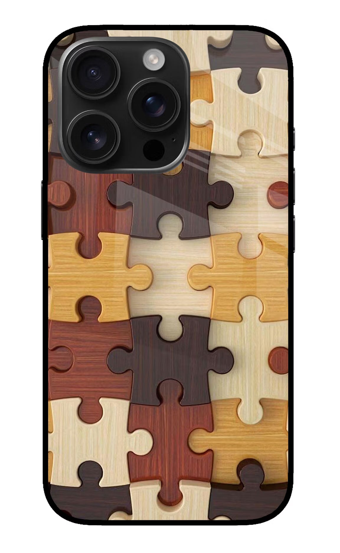 Wooden Puzzle iPhone 16 Pro Glass Case - Wooden Puzzle iPhone 16 Pro Glass Case Wooden Puzzle iPhone 16 Pro Glass Case