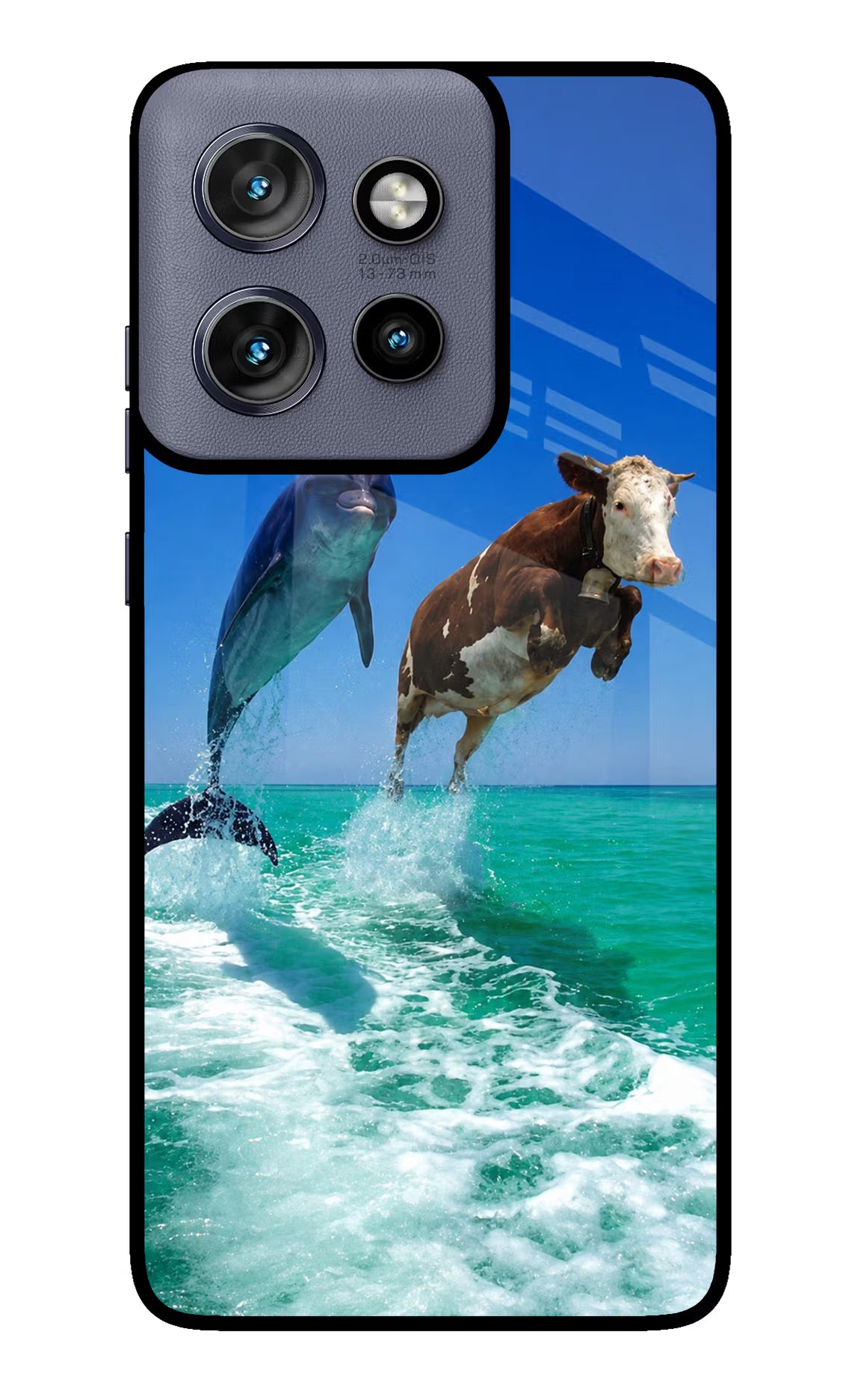 Dolphin vs Cow Moto Edge 50 Neo Glass Case - Dolphin vs Cow Moto Edge 50 Neo Glass Case Dolphin vs Cow Moto Edge 50 Neo Glass Case