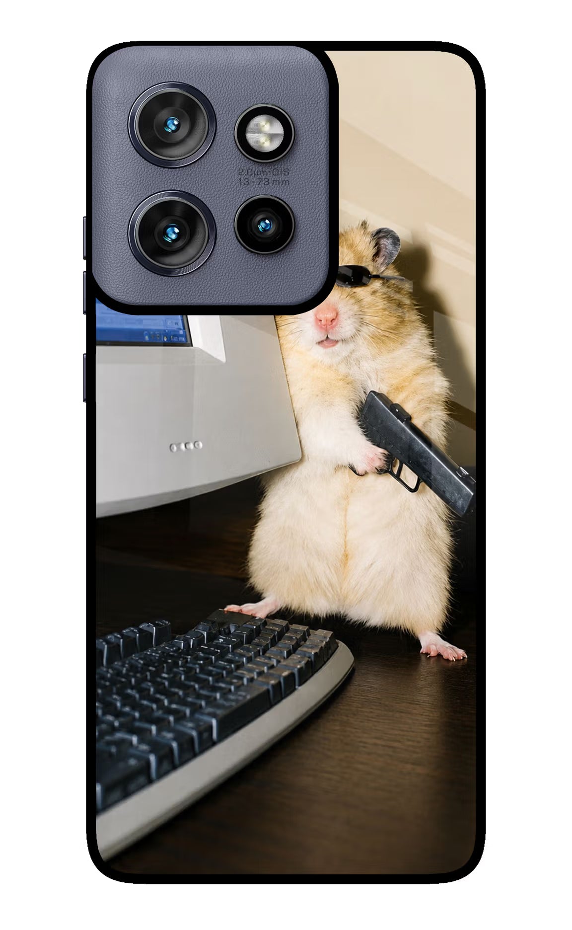 Hacker Hamster Moto Edge 50 Neo Glass Case - Hacker Hamster Moto Edge 50 Neo Glass Case Hacker Hamster Moto Edge 50 Neo Glass Case