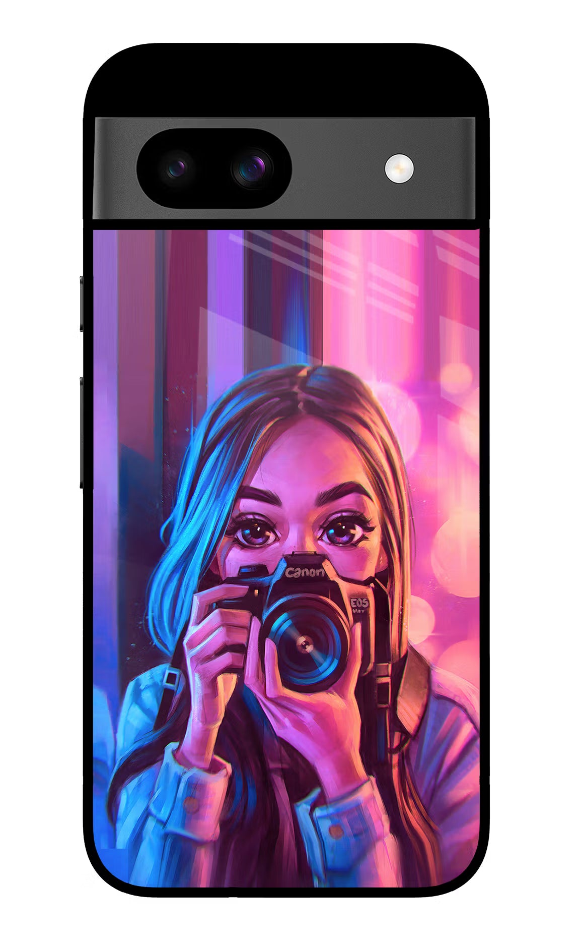 Girl Photographer Google Pixel 8A Glass Case - Girl Photographer Google Pixel 8A Glass Case Girl Photographer Google Pixel 8A Glass Case