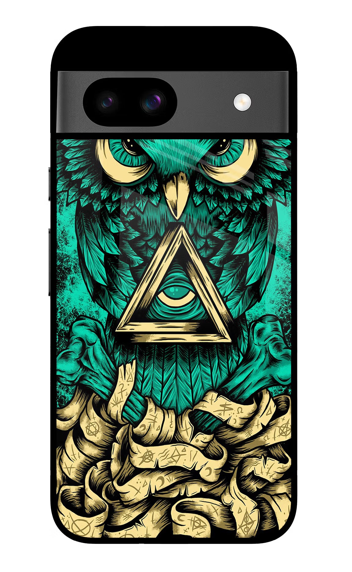 Green Owl Google Pixel 8A Glass Case - Green Owl Google Pixel 8A Glass Case Green Owl Google Pixel 8A Glass Case