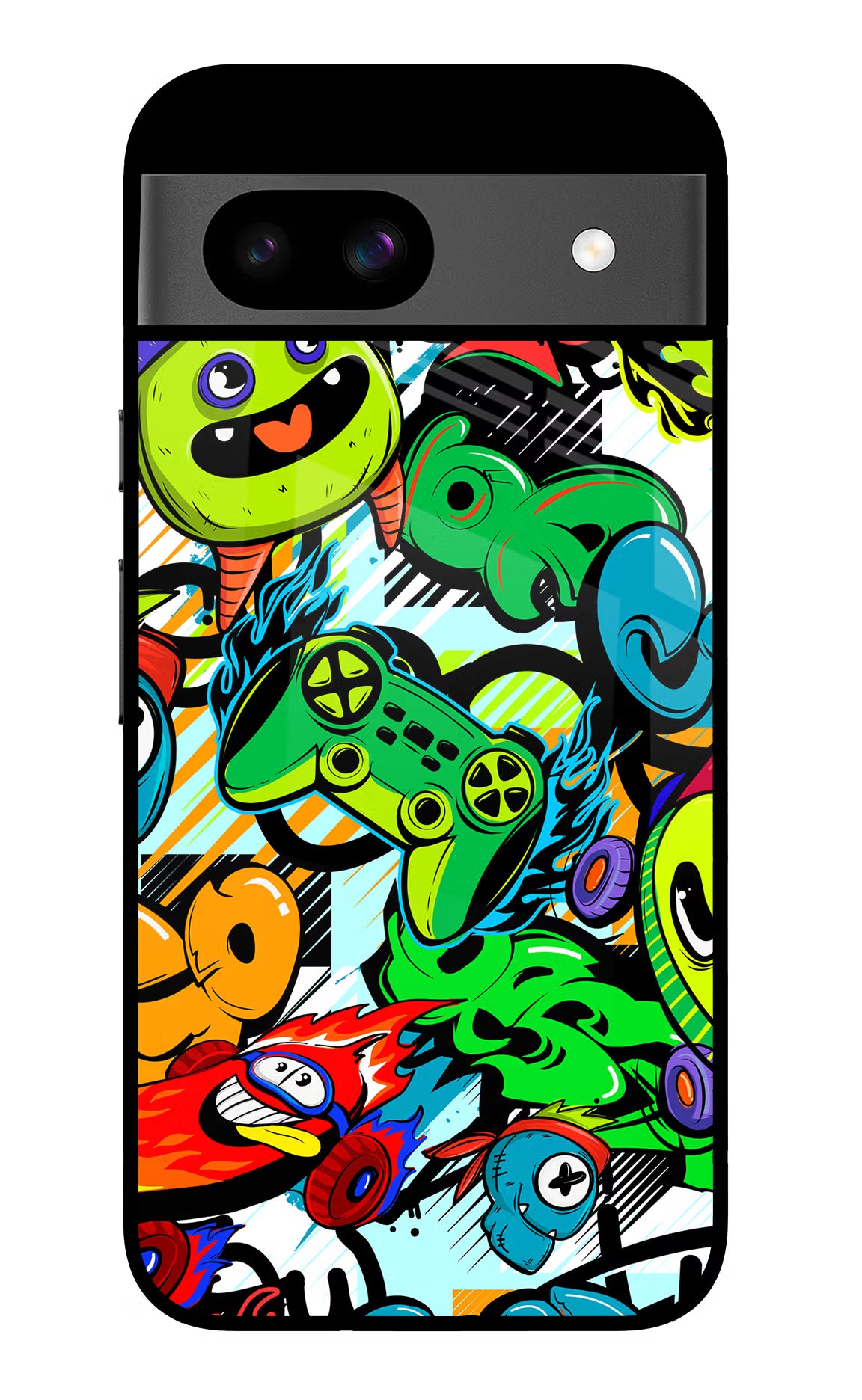 Game Doodle Google Pixel 8A Glass Case - Game Doodle Google Pixel 8A Glass Case Game Doodle Google Pixel 8A Glass Case