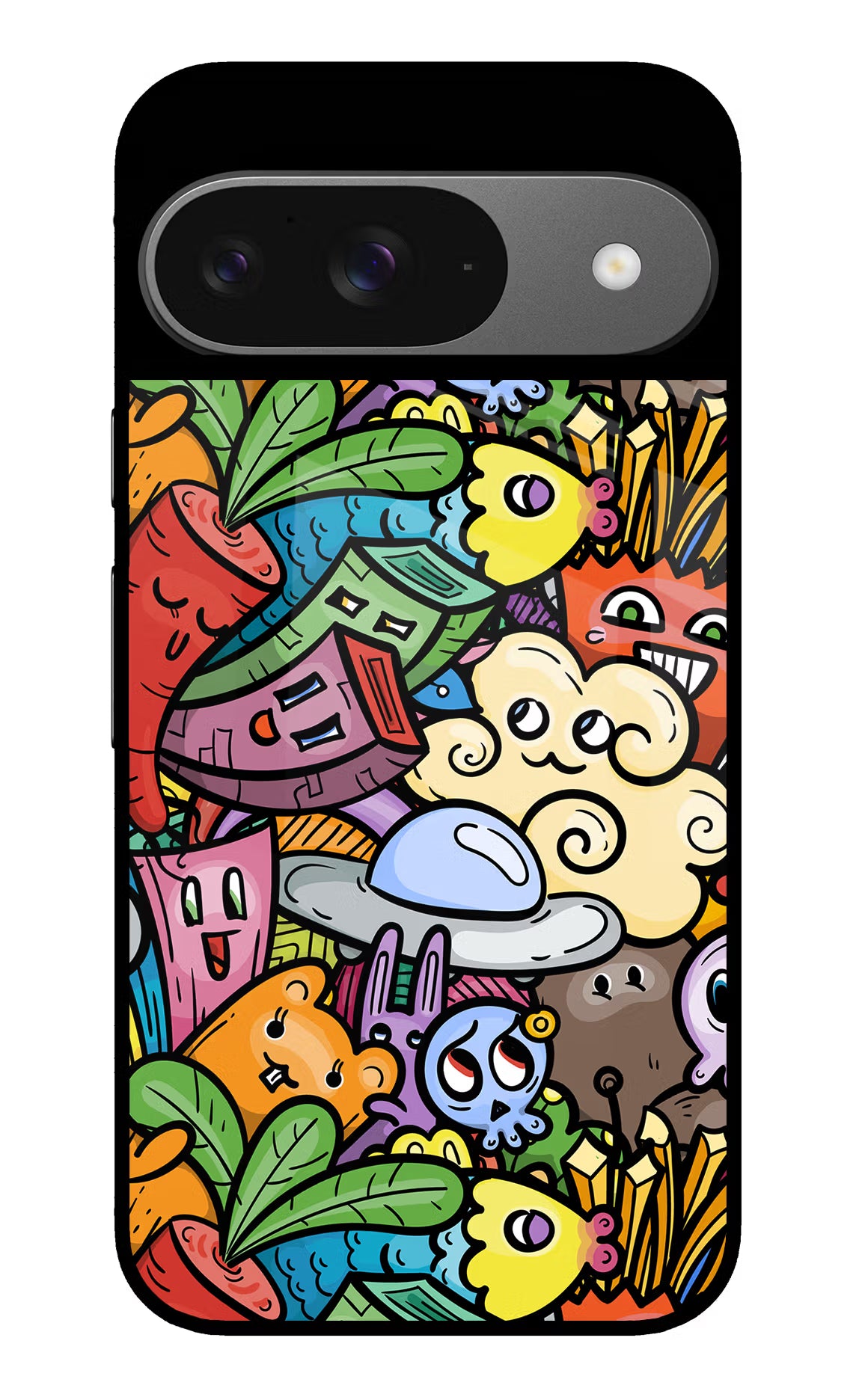 Veggie Doodle Google Pixel 9 Glass Case - Veggie Doodle Google Pixel 9 Glass Case Veggie Doodle Google Pixel 9 Glass Case