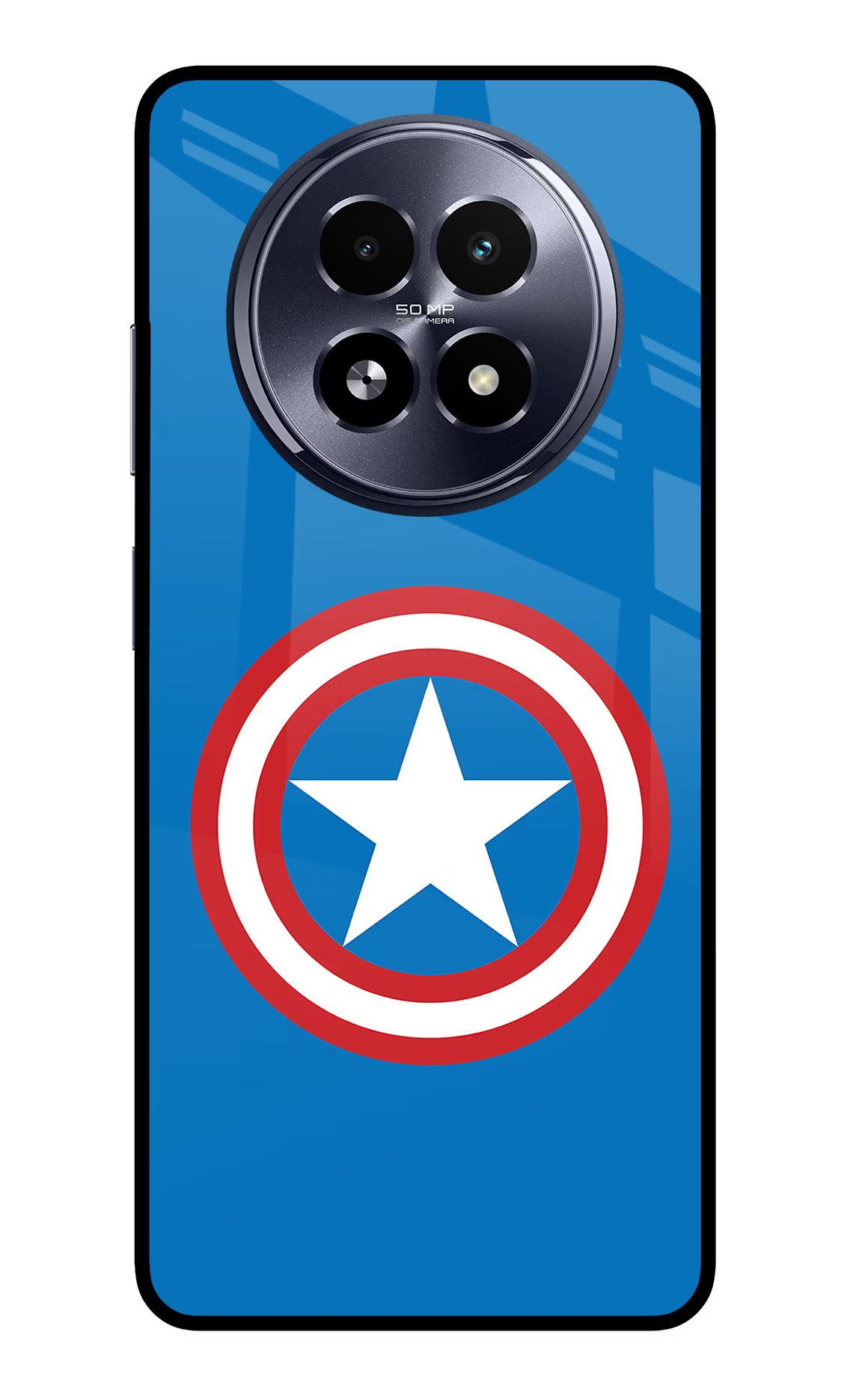Captain America Logo Realme 13 5G Back Cover - Captain America Logo Realme 13 5G Glass Case Back Cover by Casekaro Captain America Logo Realme 13 5G Glass Case Back Cover by Casekaro