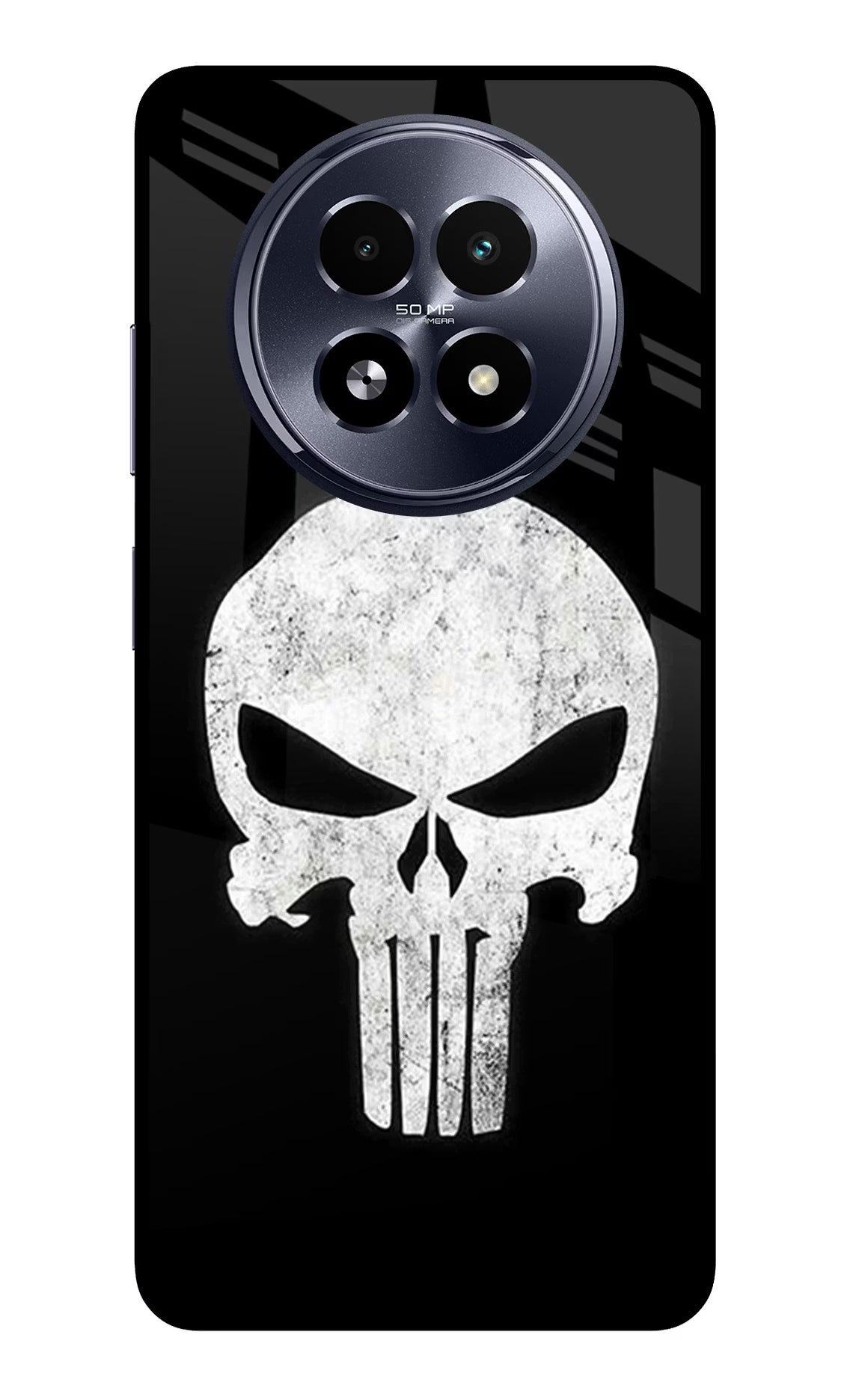 Punisher Skull Realme 13 5G Back Cover - Punisher Skull Realme 13 5G Glass Case Back Cover by Casekaro Punisher Skull Realme 13 5G Glass Case Back Cover by Casekaro