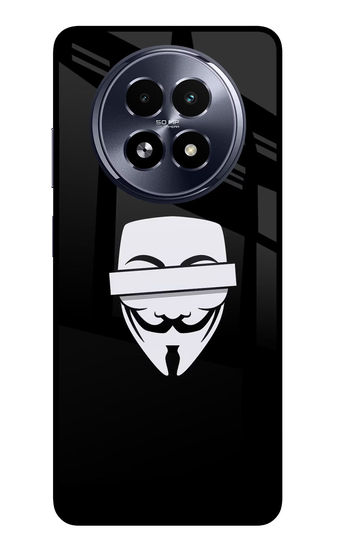Anonymous Face Realme 13 5G Back Cover - Anonymous Face Realme 13 5G Glass Case Back Cover by Casekaro Anonymous Face Realme 13 5G Glass Case Back Cover by Casekaro