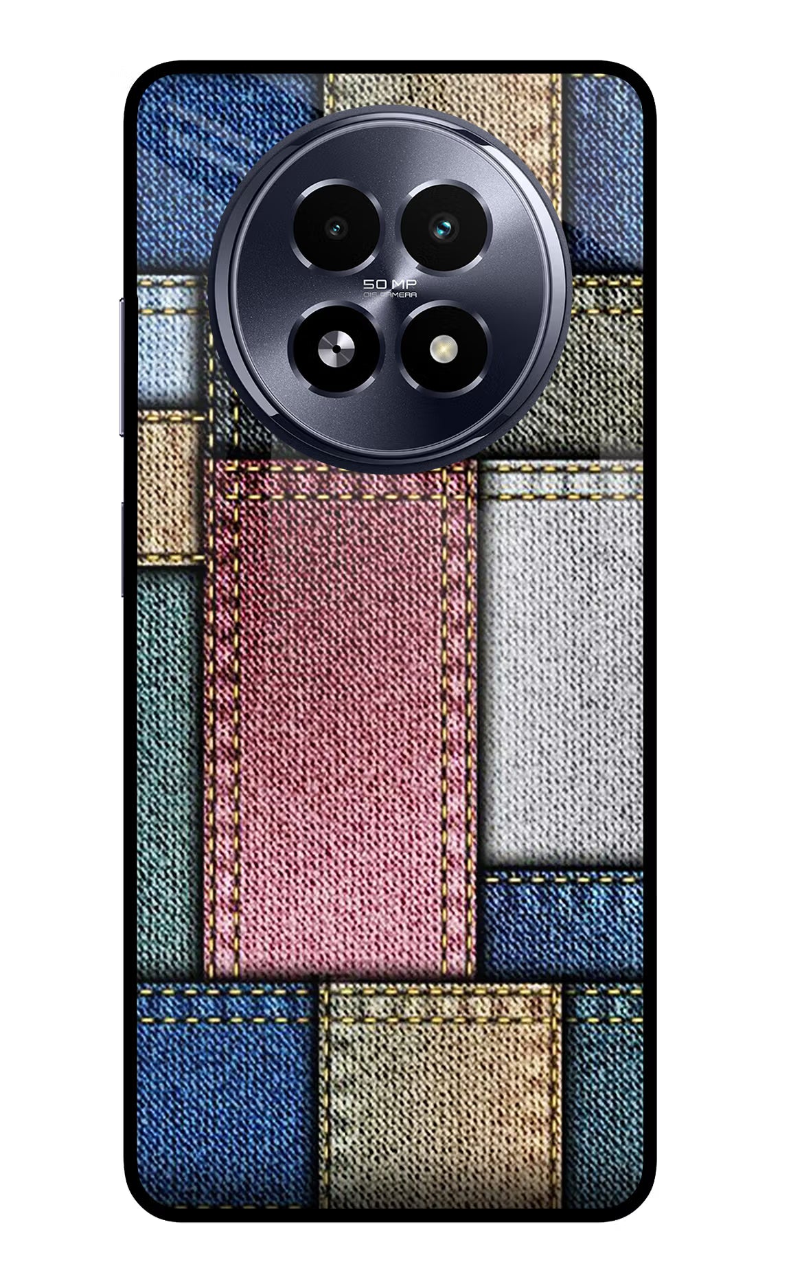 Multicolor Jeans Realme 13 5G Back Cover - Multicolor Jeans Realme 13 5G Glass Case Back Cover by Casekaro Multicolor Jeans Realme 13 5G Glass Case Back Cover by Casekaro