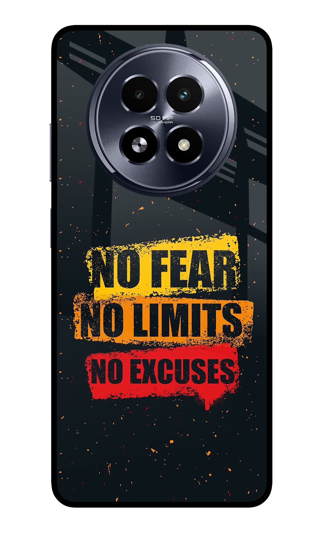 No Fear No Limits No Excuse Realme 13 5G Back Cover - No Fear No Limits No Excuse Realme 13 5G Glass Case Back Cover by Casekaro No Fear No Limits No Excuse Realme 13 5G Glass Case Back Cover by Casekaro
