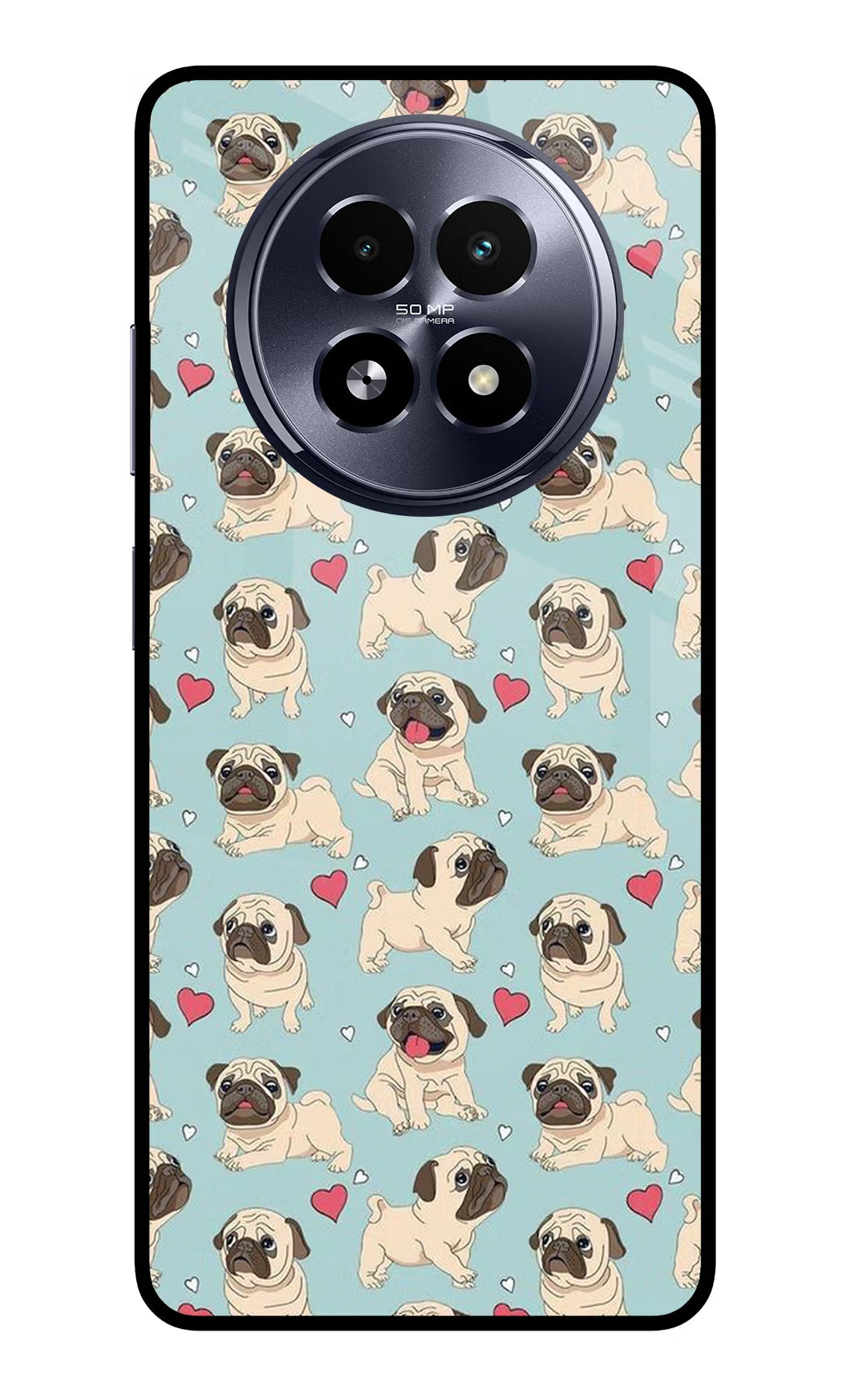 Pug Dog Realme 13 5G Back Cover - Pug Dog Realme 13 5G Glass Case Back Cover by Casekaro Pug Dog Realme 13 5G Glass Case Back Cover by Casekaro