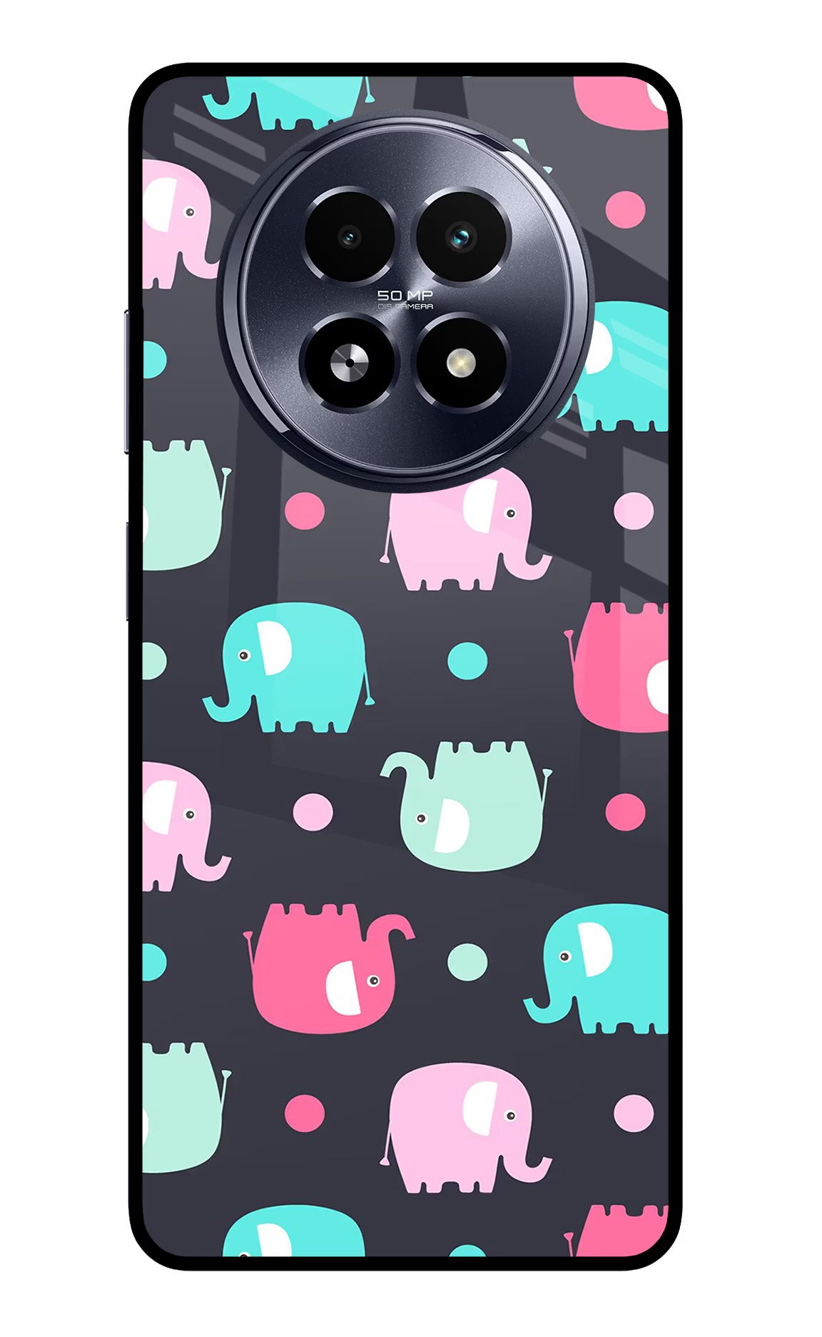 Elephants Realme 13 5G Back Cover - Elephants Realme 13 5G Glass Case Back Cover by Casekaro Elephants Realme 13 5G Glass Case Back Cover by Casekaro