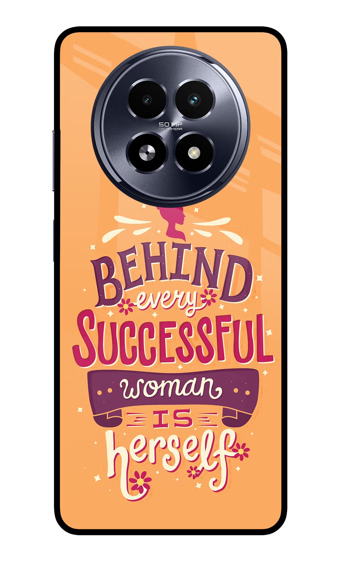 Behind Every Successful Woman There Is Herself Realme 13 5G Back Cover - Behind Every Successful Woman There Is Herself Realme 13 5G Glass Case Back Cover by Casekaro Behind Every Successful Woman There Is Herself Realme 13 5G Glass Case Back Cover by Casekaro