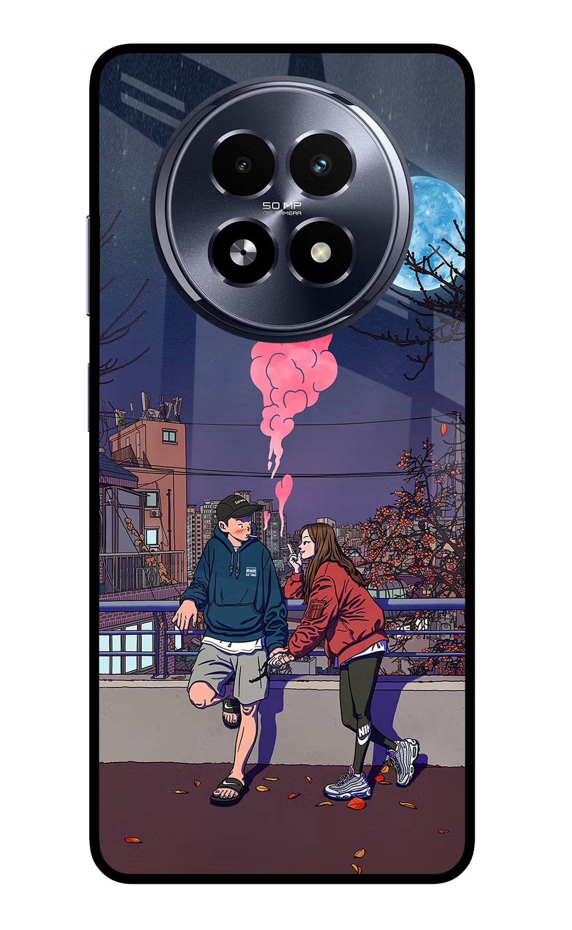 Chilling Couple Realme 13 5G Back Cover - Chilling Couple Realme 13 5G Glass Case Back Cover by Casekaro Chilling Couple Realme 13 5G Glass Case Back Cover by Casekaro