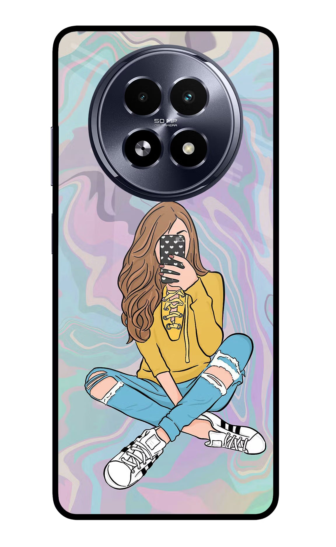 Selfie Girl Realme 13 5G Glass Case - Selfie Girl Realme 13 5G Glass Case Selfie Girl Realme 13 5G Glass Case