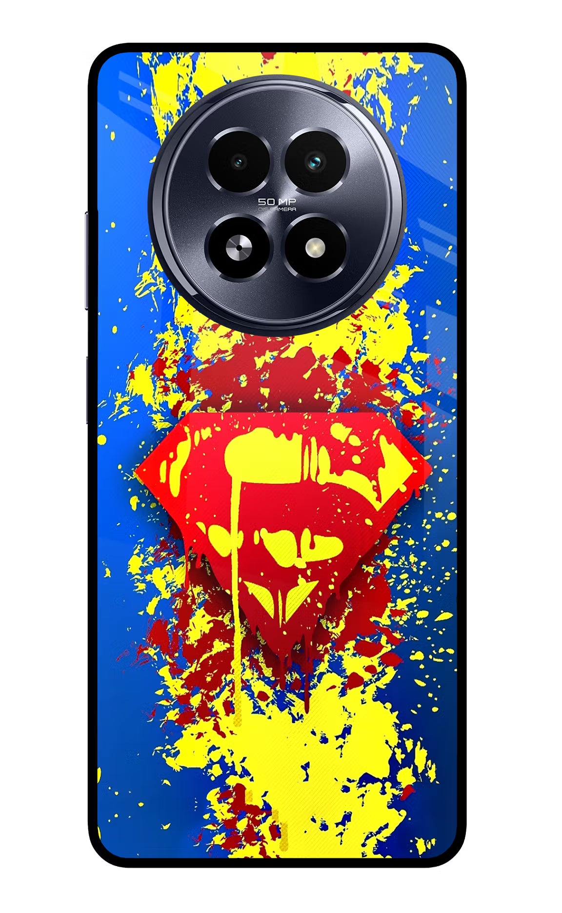 Superman logo Realme 13 5G Back Cover - Superman logo Realme 13 5G Glass Case Back Cover by Casekaro Superman logo Realme 13 5G Glass Case Back Cover by Casekaro