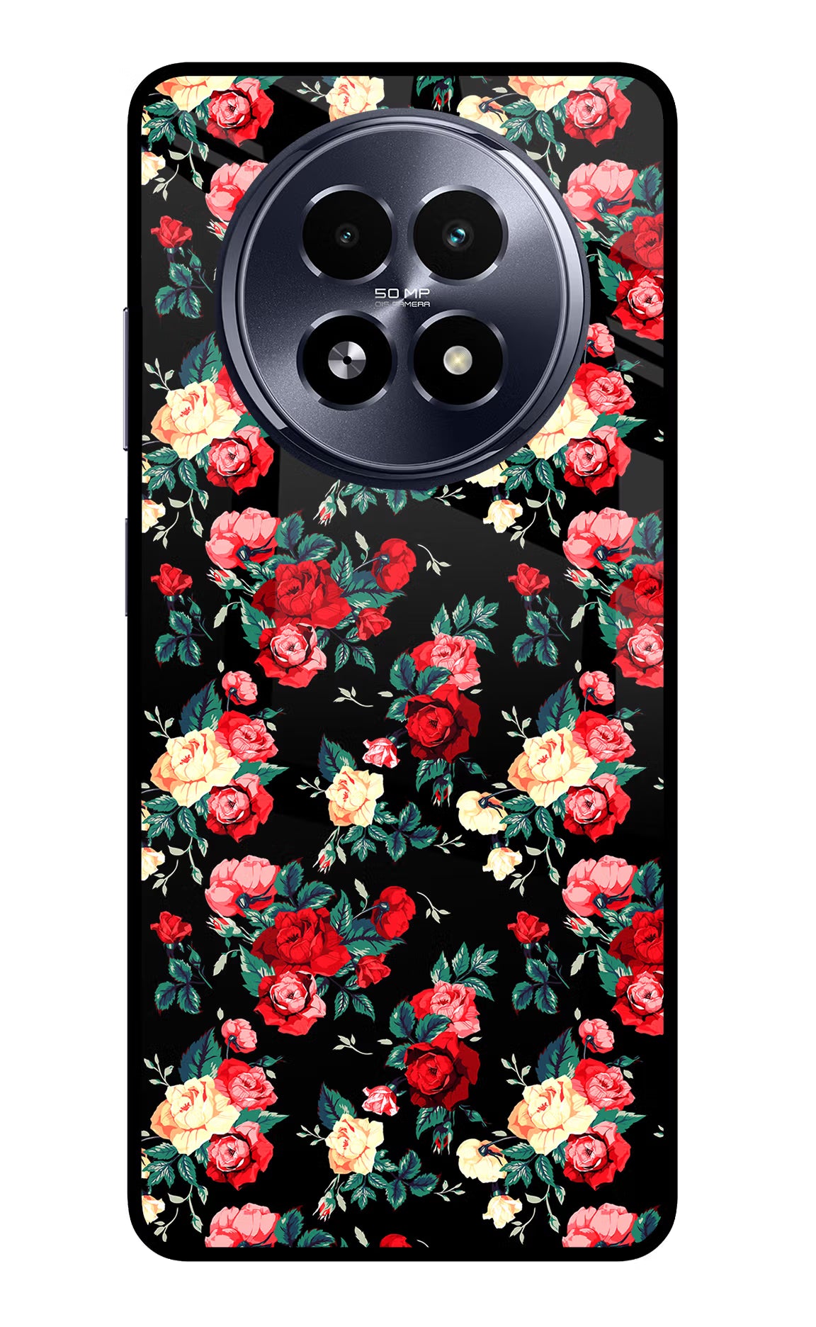 Rose Pattern Realme 13 5G Glass Case - Rose Pattern Realme 13 5G Glass Case Rose Pattern Realme 13 5G Glass Case