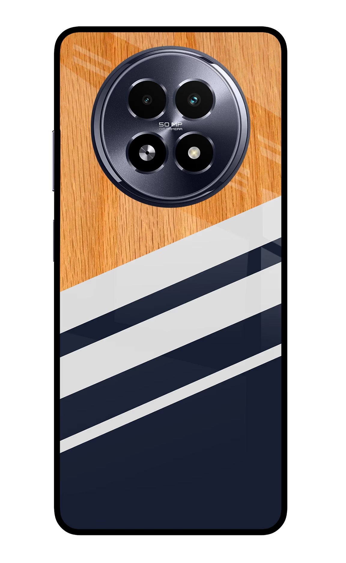 Blue and white wooden Realme 13 5G Back Cover - Blue and white wooden Realme 13 5G Glass Case Back Cover by Casekaro Blue and white wooden Realme 13 5G Glass Case Back Cover by Casekaro