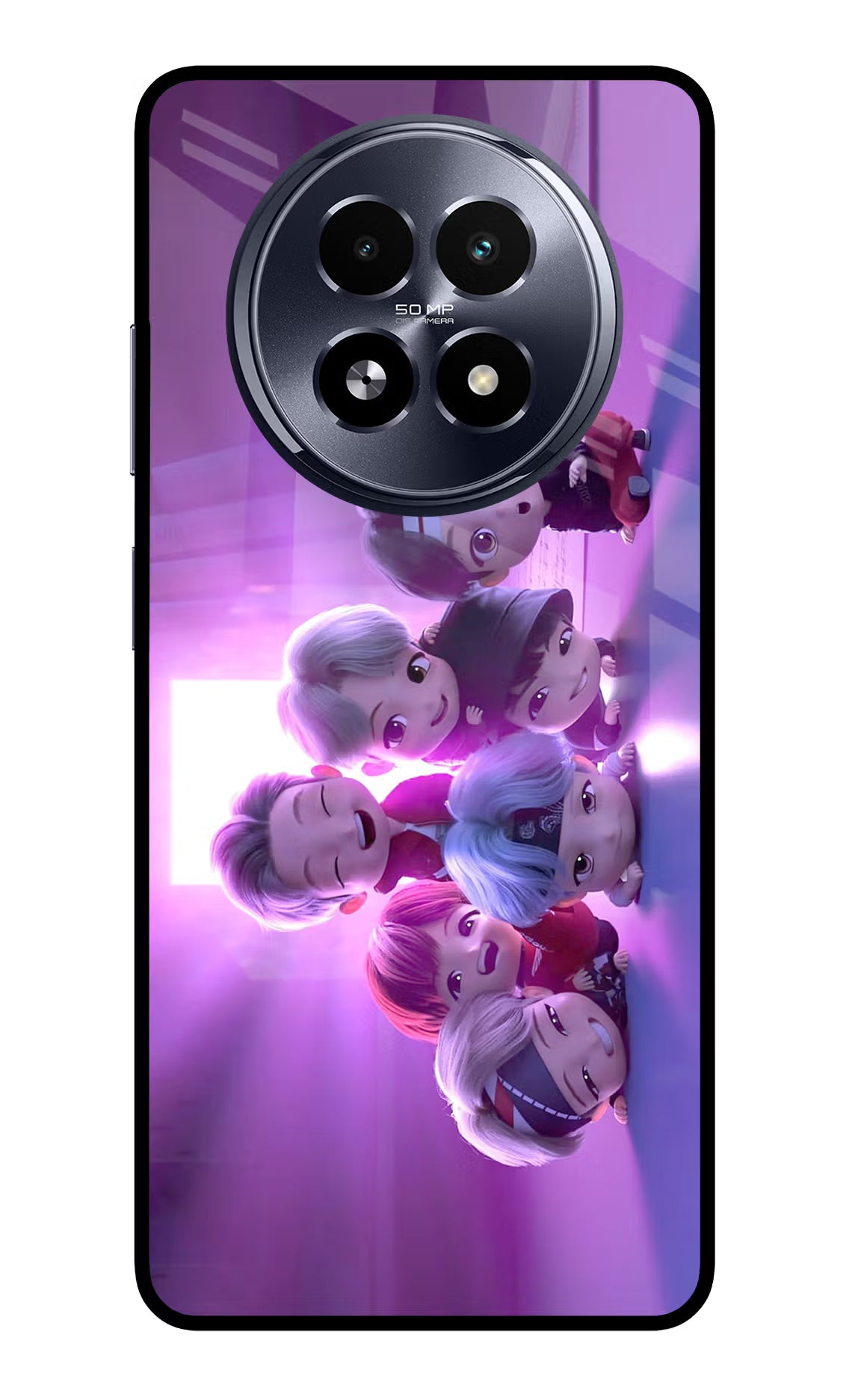 BTS Chibi Realme 13 5G Back Cover - BTS Chibi Realme 13 5G Glass Case Back Cover by Casekaro BTS Chibi Realme 13 5G Glass Case Back Cover by Casekaro