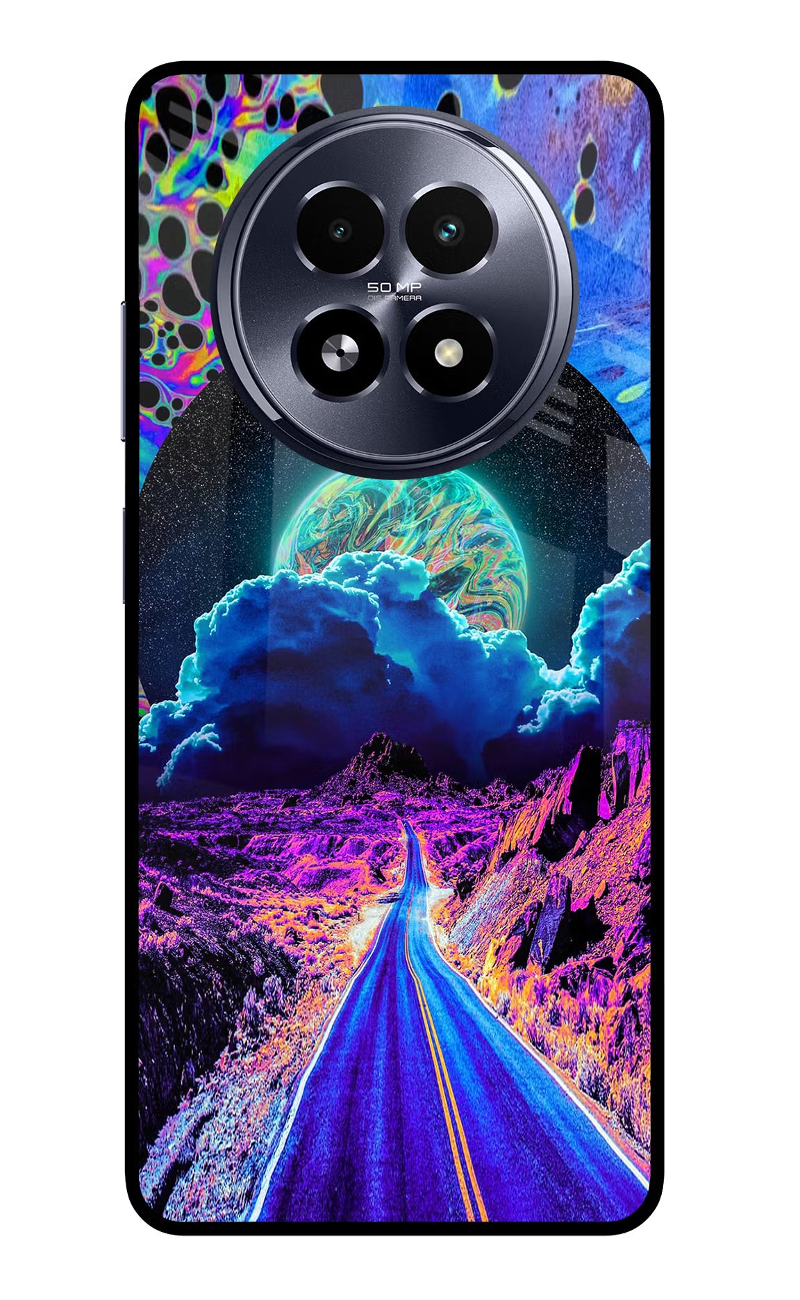 Psychedelic Painting Realme 13 5G Back Cover - Psychedelic Painting Realme 13 5G Glass Case Back Cover by Casekaro Psychedelic Painting Realme 13 5G Glass Case Back Cover by Casekaro