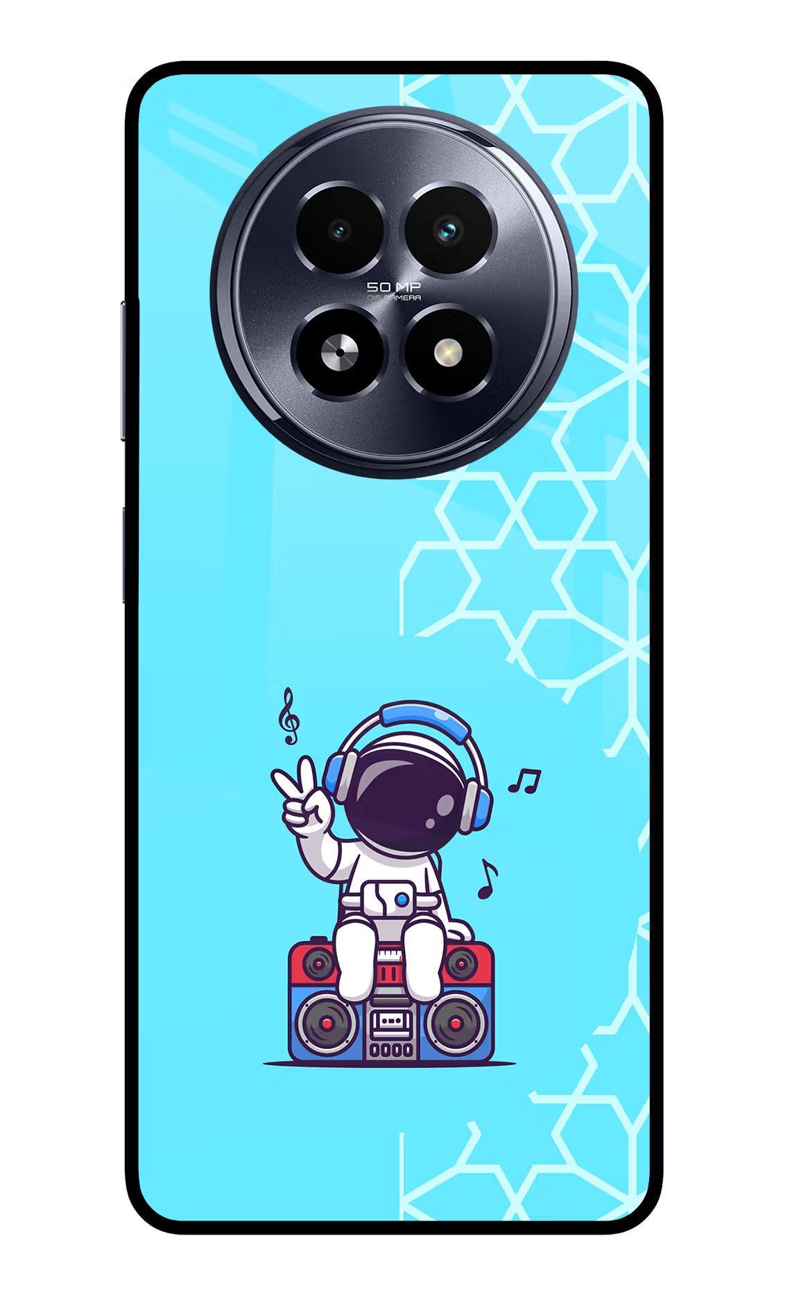 Cute Astronaut Chilling Realme 13 5G Back Cover - Cute Astronaut Chilling Realme 13 5G Glass Case Back Cover by Casekaro Cute Astronaut Chilling Realme 13 5G Glass Case Back Cover by Casekaro