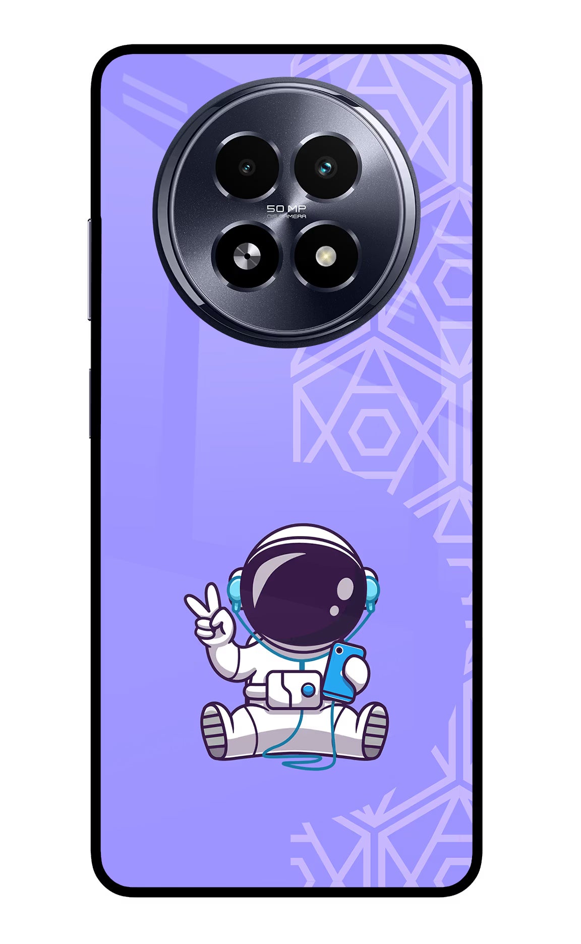 Cute Astronaut Chilling Realme 13 5G Glass Case - Cute Astronaut Chilling Realme 13 5G Glass Case Cute Astronaut Chilling Realme 13 5G Glass Case