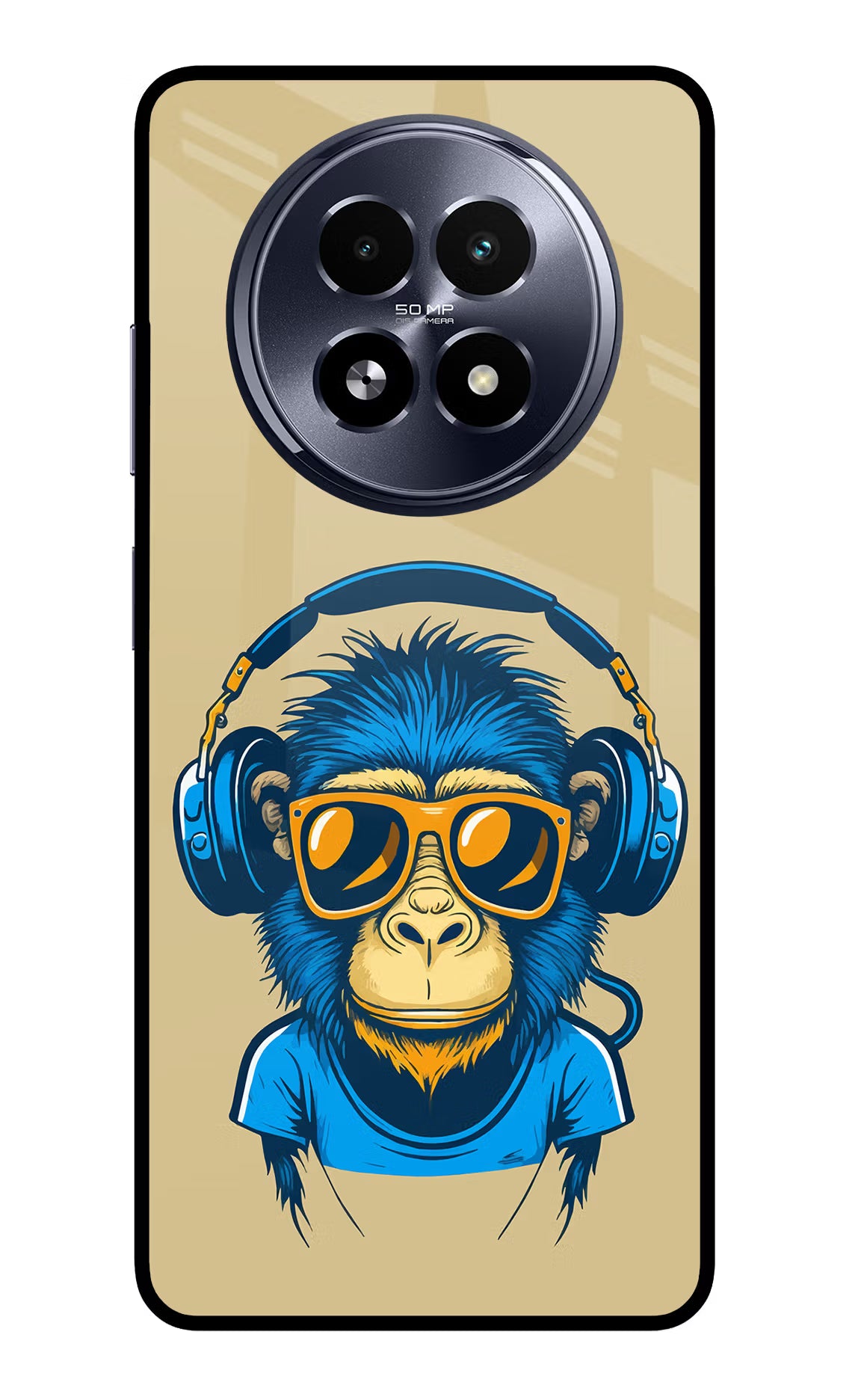 Monkey Headphone Realme 13 5G Glass Case - Monkey Headphone Realme 13 5G Glass Case Monkey Headphone Realme 13 5G Glass Case