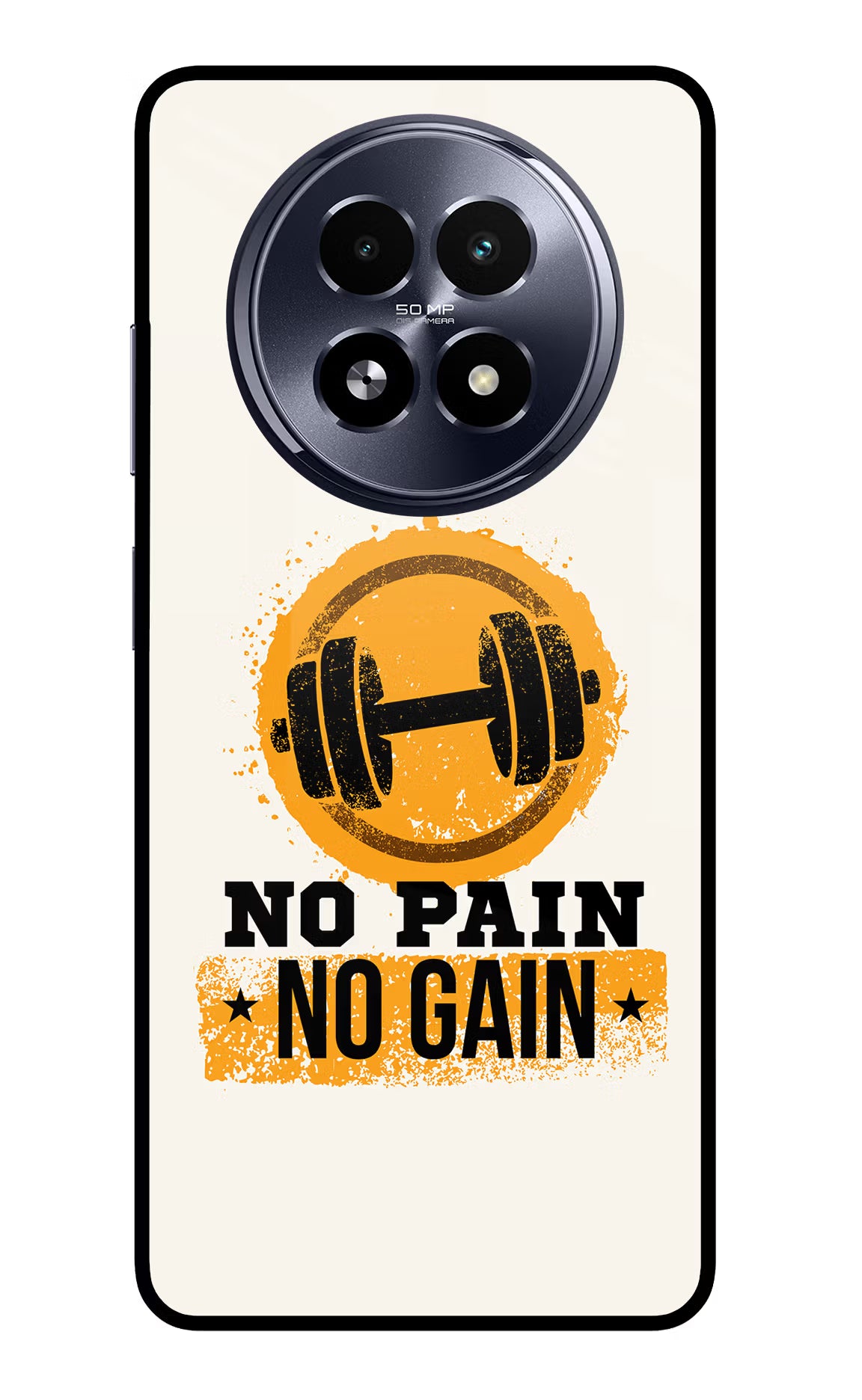 No Pain No Gain Realme 13 5G Back Cover - No Pain No Gain Realme 13 5G Glass Case Back Cover by Casekaro No Pain No Gain Realme 13 5G Glass Case Back Cover by Casekaro