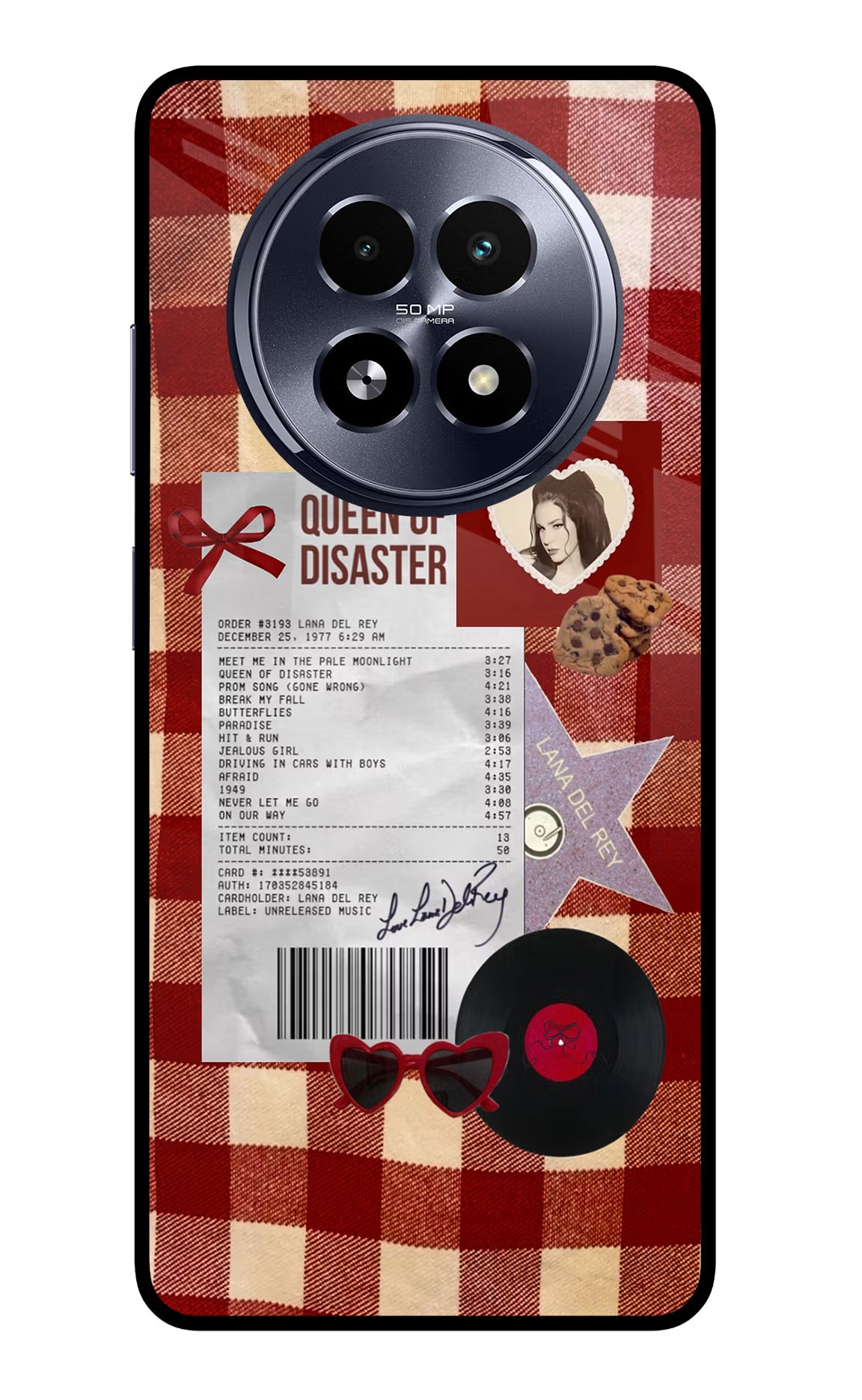 Queen of Disaster Realme 13 5G Back Cover - Queen of Disaster Realme 13 5G Glass Case Back Cover by Casekaro Queen of Disaster Realme 13 5G Glass Case Back Cover by Casekaro
