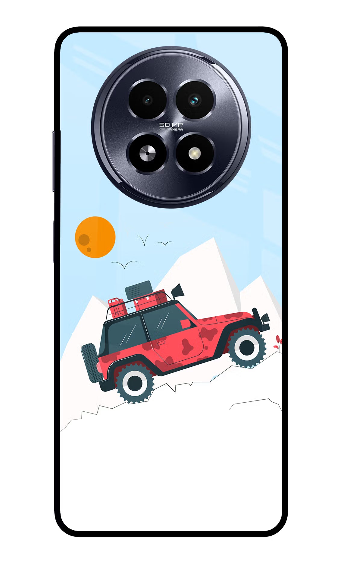 Mountain Trail Beast Realme 13 5G Back Cover - Mountain Trail Beast Realme 13 5G Glass Case Back Cover by Casekaro Mountain Trail Beast Realme 13 5G Glass Case Back Cover by Casekaro