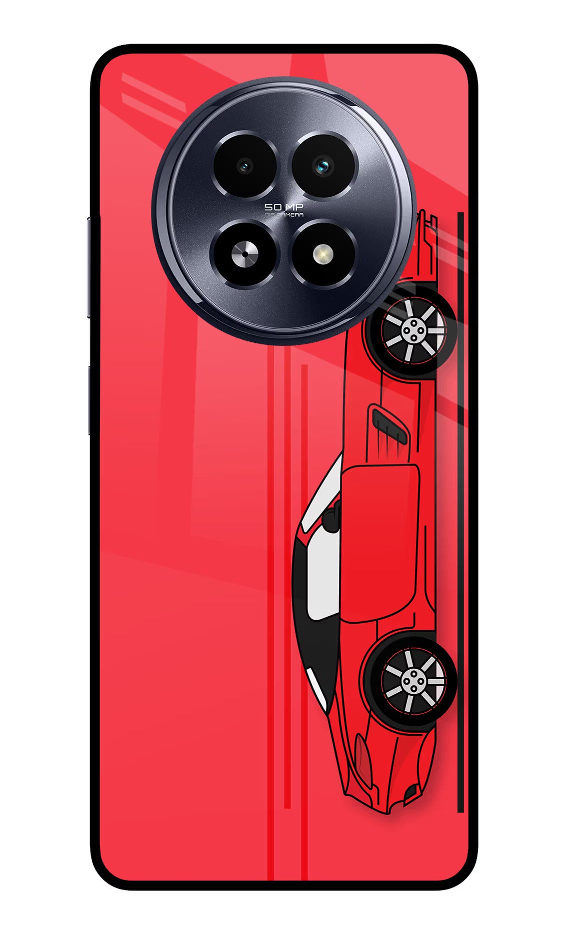 Red Velocity Realme 13 5G Back Cover - Red Velocity Realme 13 5G Glass Case Back Cover by Casekaro Red Velocity Realme 13 5G Glass Case Back Cover by Casekaro