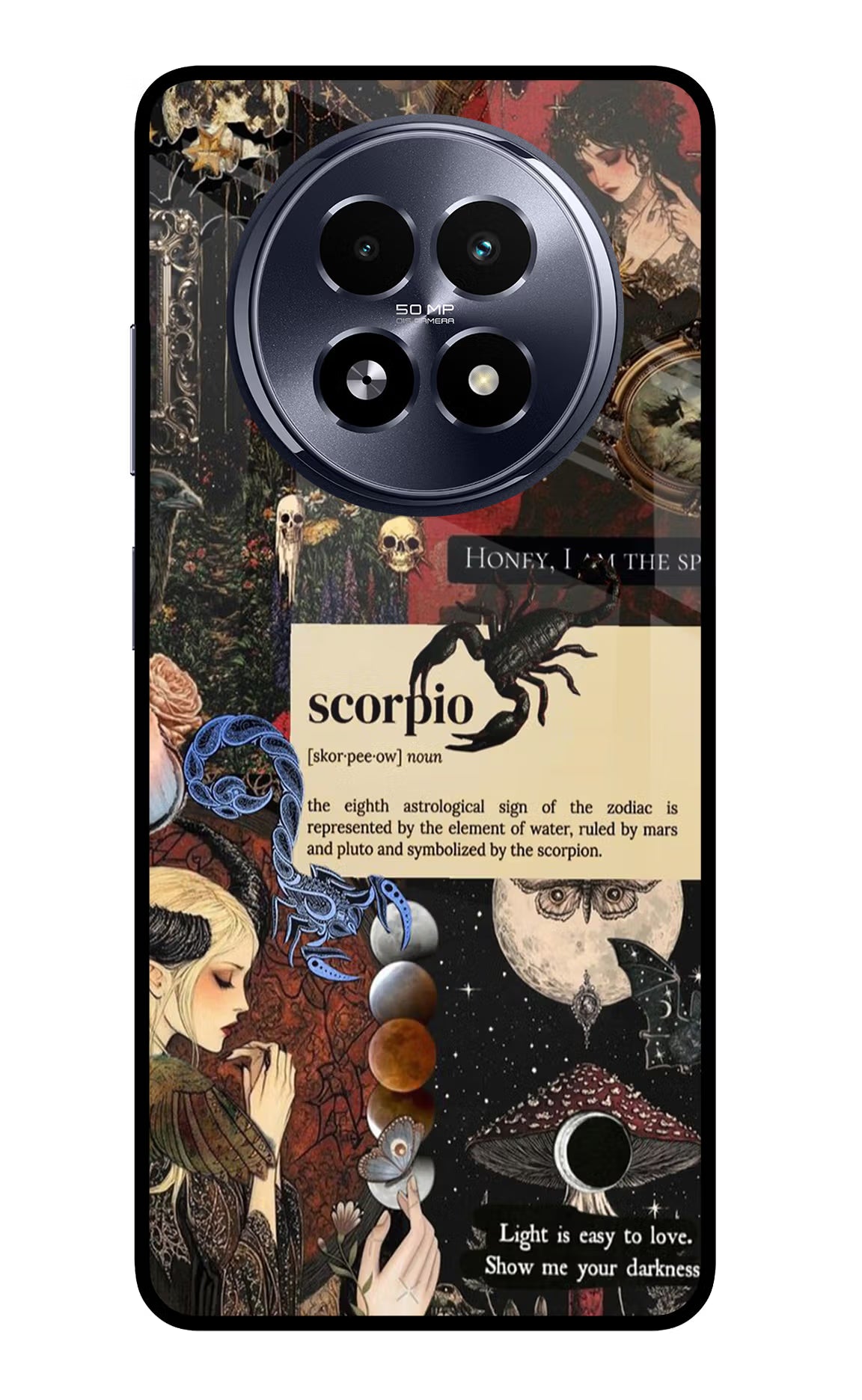 Scorpio Zodiac Realme 13 5G Back Cover - Scorpio Zodiac Realme 13 5G Glass Case Back Cover by Casekaro Scorpio Zodiac Realme 13 5G Glass Case Back Cover by Casekaro