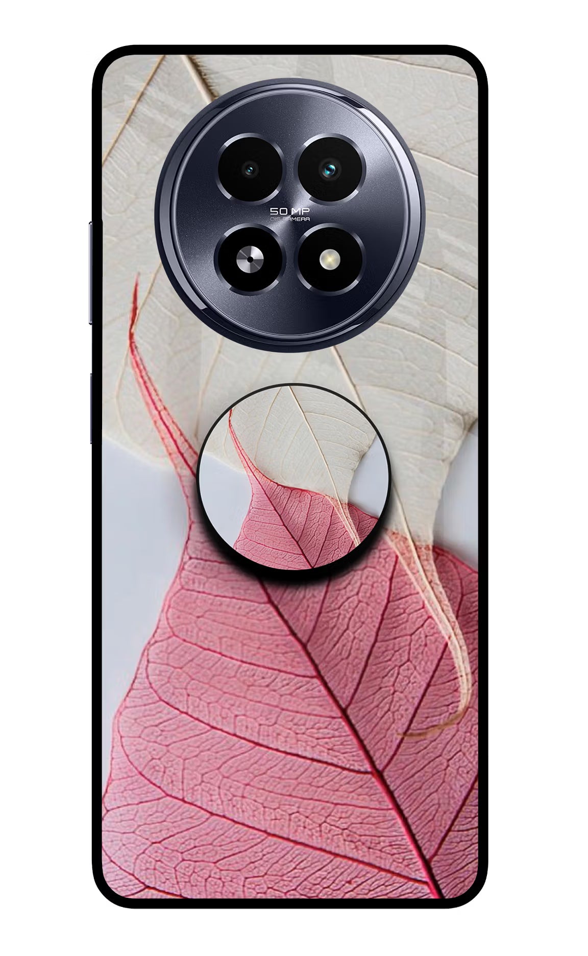 White Pink Leaf Realme 13 5G Pop Case - White Pink Leaf Realme 13 5G Pop Case by Casekaro White Pink Leaf Realme 13 5G Pop Case by Casekaro