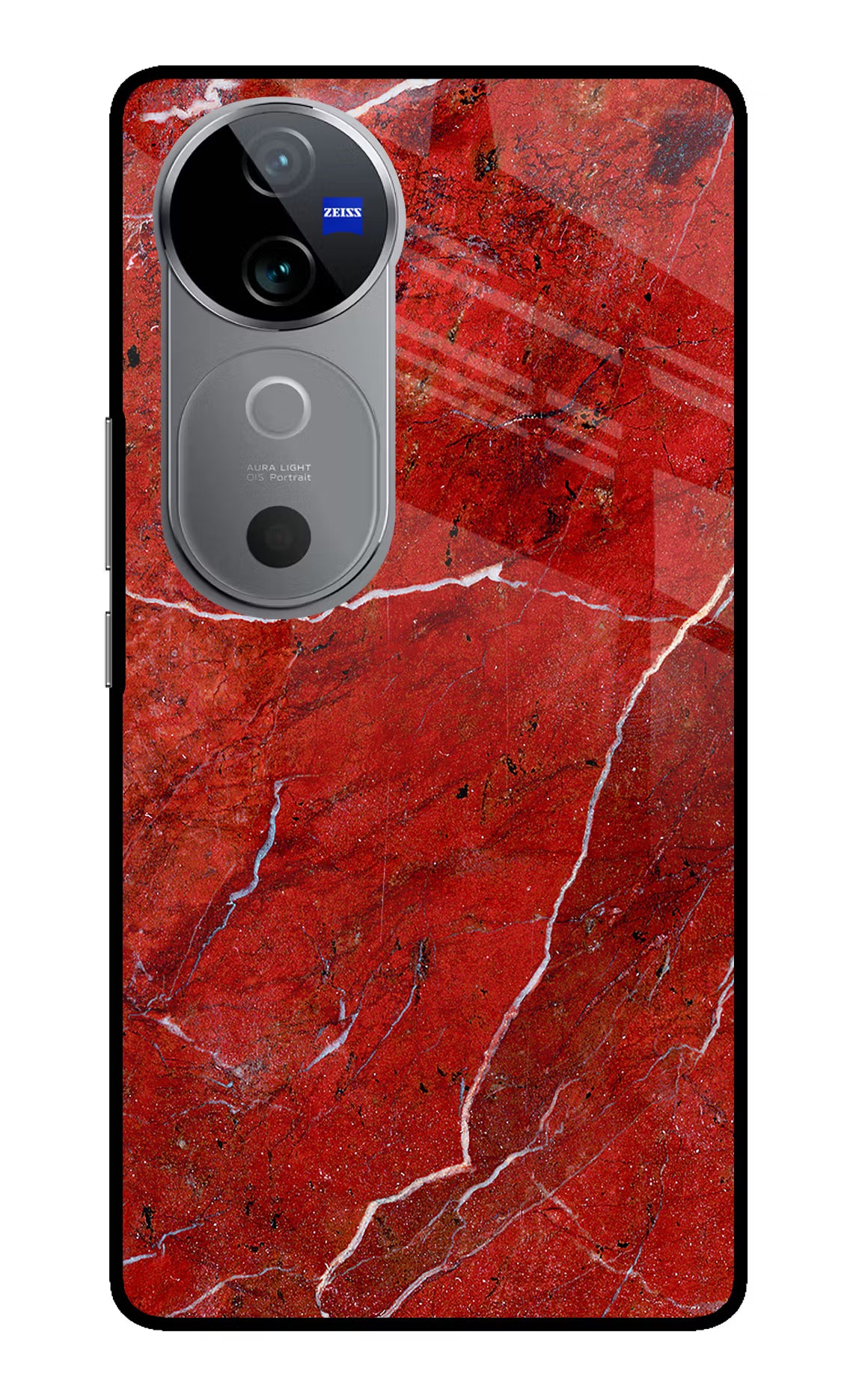 Red Marble Design Vivo V40 5G Glass Case - Red Marble Design Vivo V40 5G Glass Case Red Marble Design Vivo V40 5G Glass Case