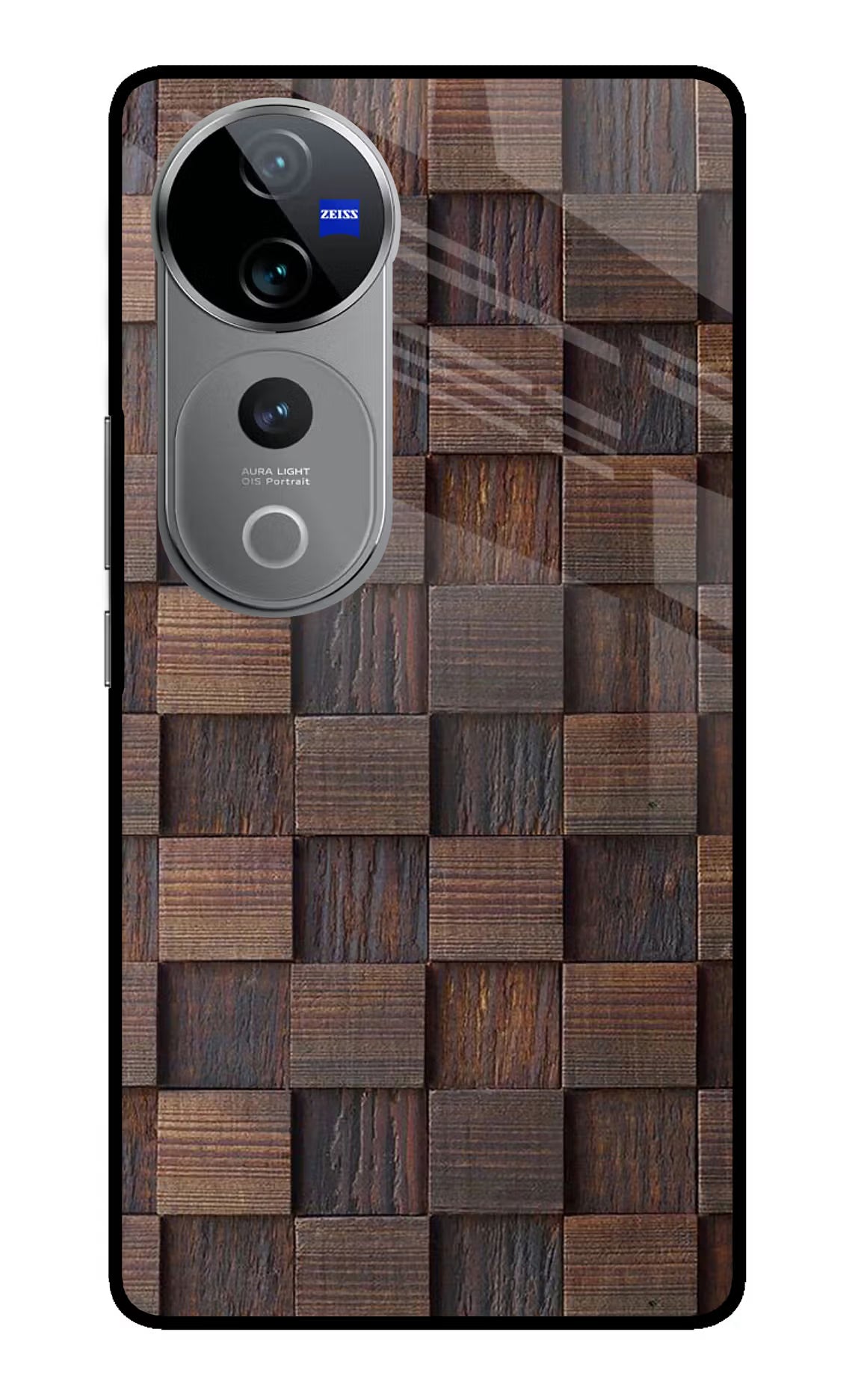 Wooden Cube Design Vivo V40 Pro 5G Glass Case - Wooden Cube Design Vivo V40 Pro 5G Glass Case Wooden Cube Design Vivo V40 Pro 5G Glass Case