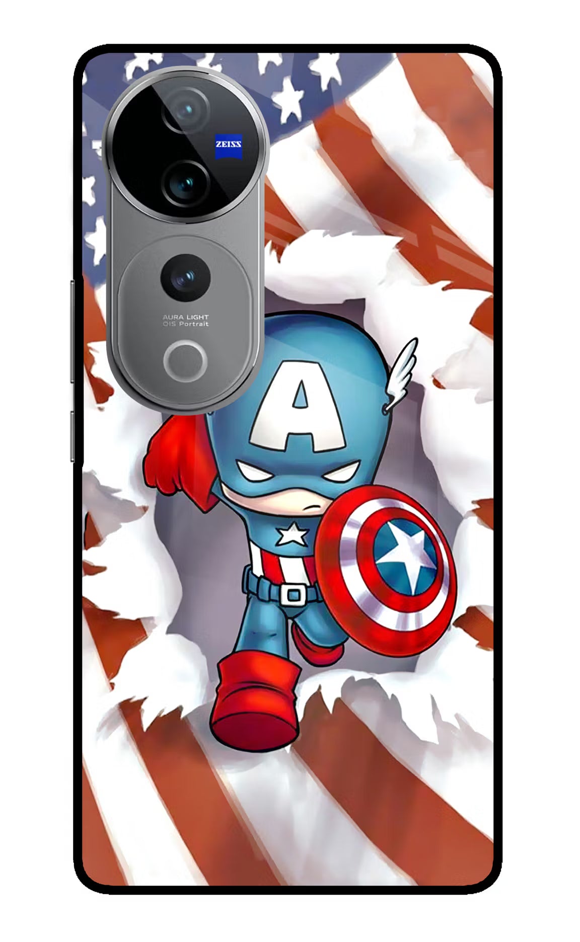 Captain America Vivo V40 Pro 5G Glass Case - Captain America Vivo V40 Pro 5G Glass Case Captain America Vivo V40 Pro 5G Glass Case
