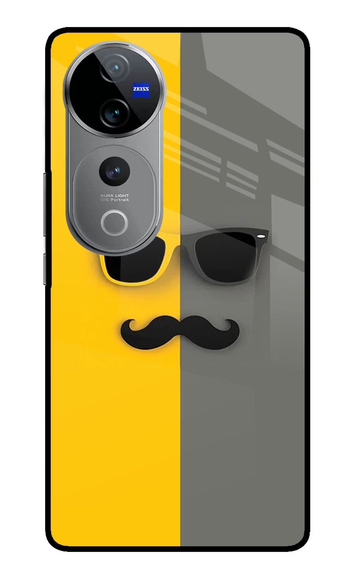 Sunglasses with Mustache Vivo V40 Pro 5G Glass Case - Sunglasses with Mustache Vivo V40 Pro 5G Glass Case Sunglasses with Mustache Vivo V40 Pro 5G Glass Case